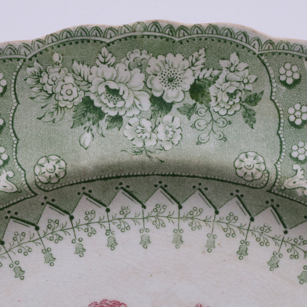 Antique Bi-Color Staffordshire Transferware Dinner Plates in "Canova" Pattern