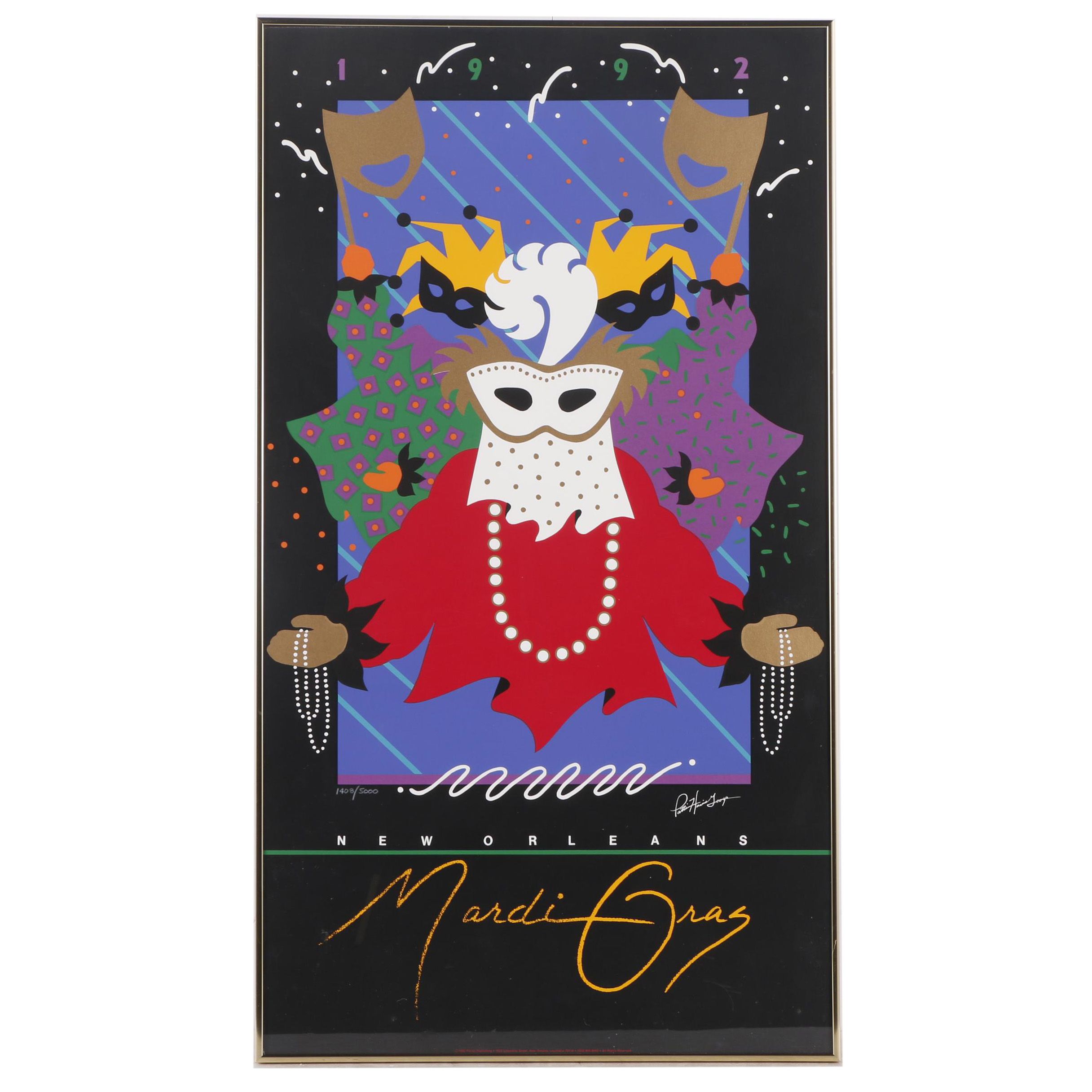 1992 Serigraph after Patti Harris Googe New Orleans Mardi Gras Poster
