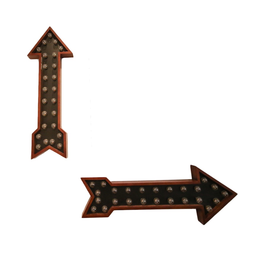 Pair of Illuminated Arrow Wall Lights