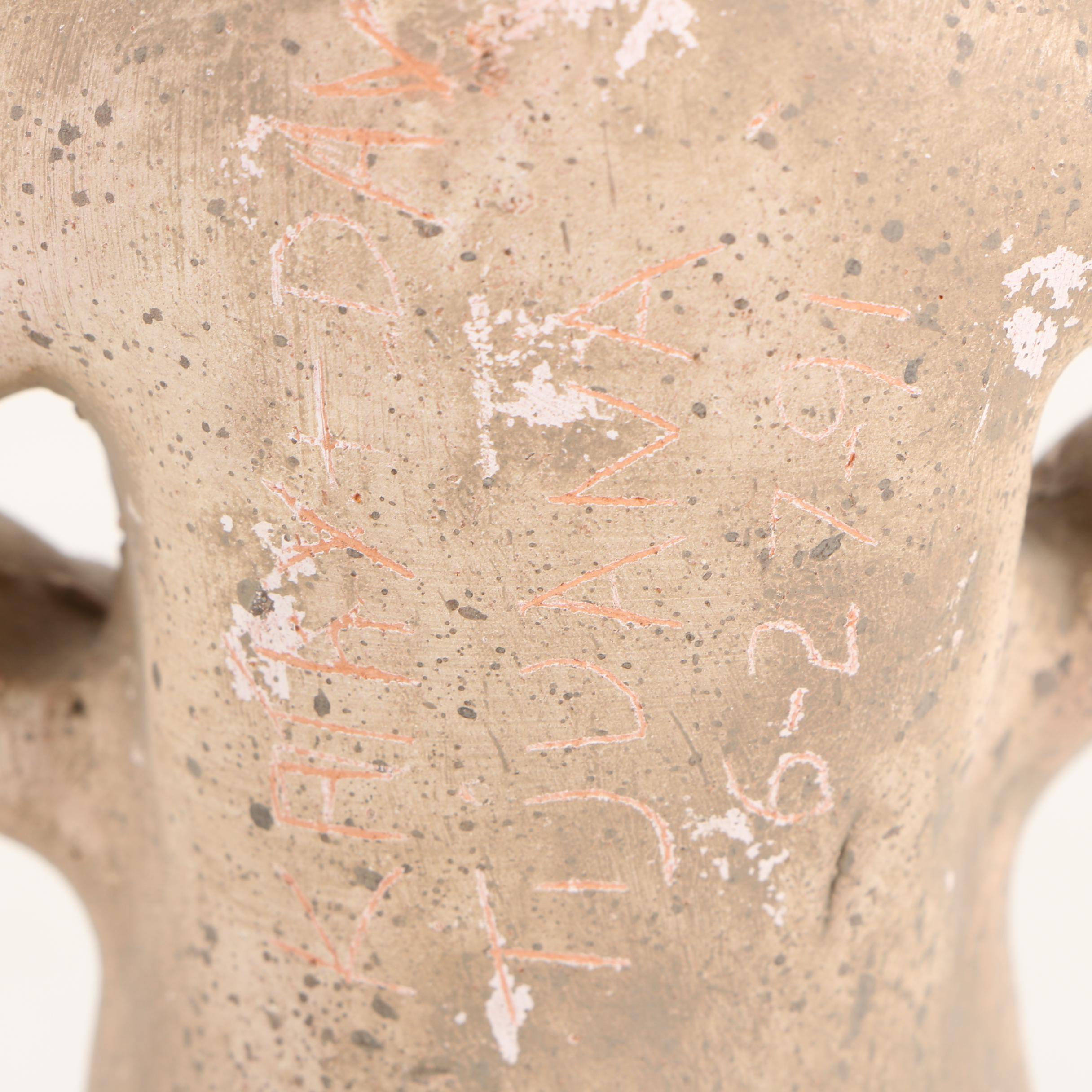 Vintage Nemadji Art Pottery Vase and Pre-Columbian Style Ceramic Figurine