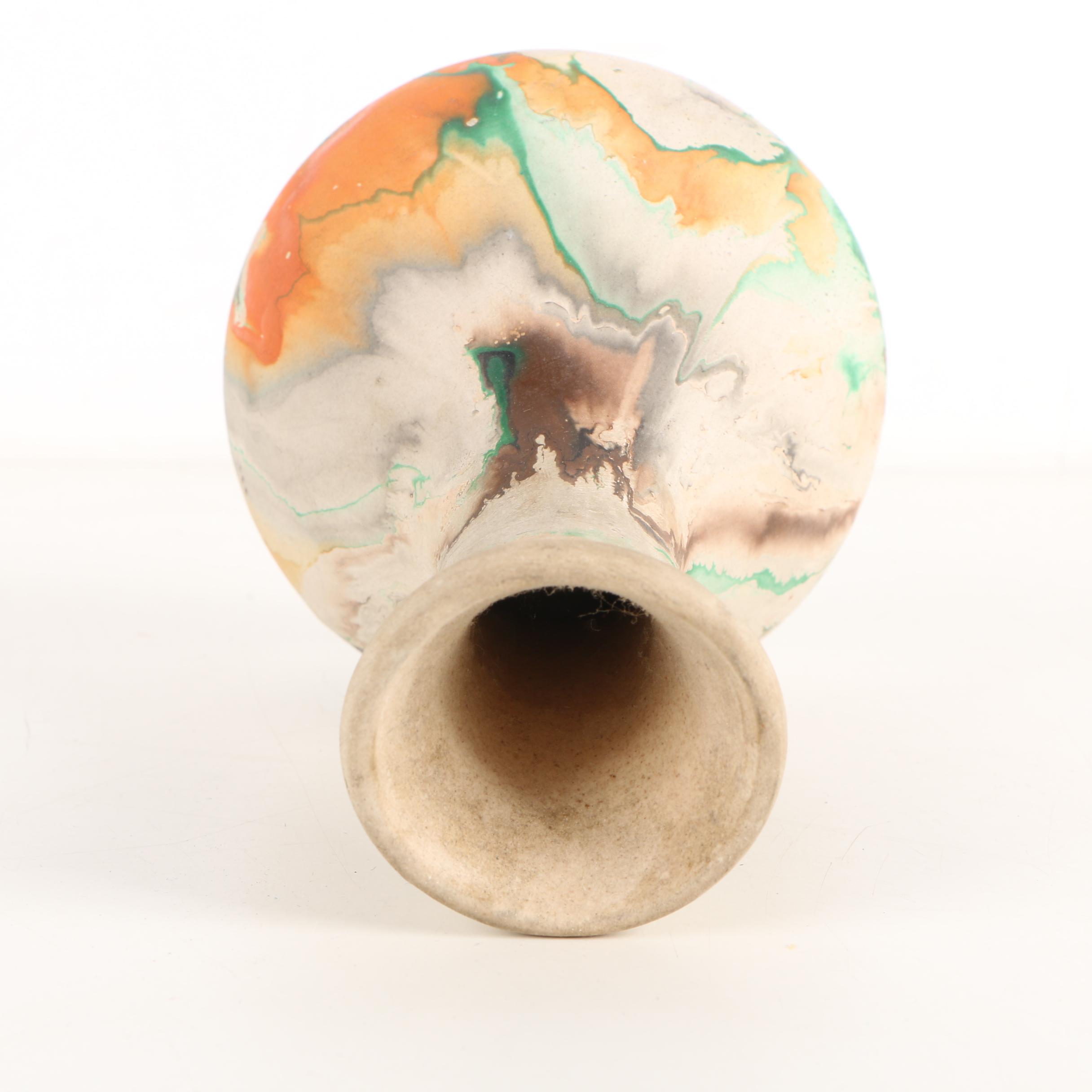 Vintage Nemadji Art Pottery Vase and Pre-Columbian Style Ceramic Figurine