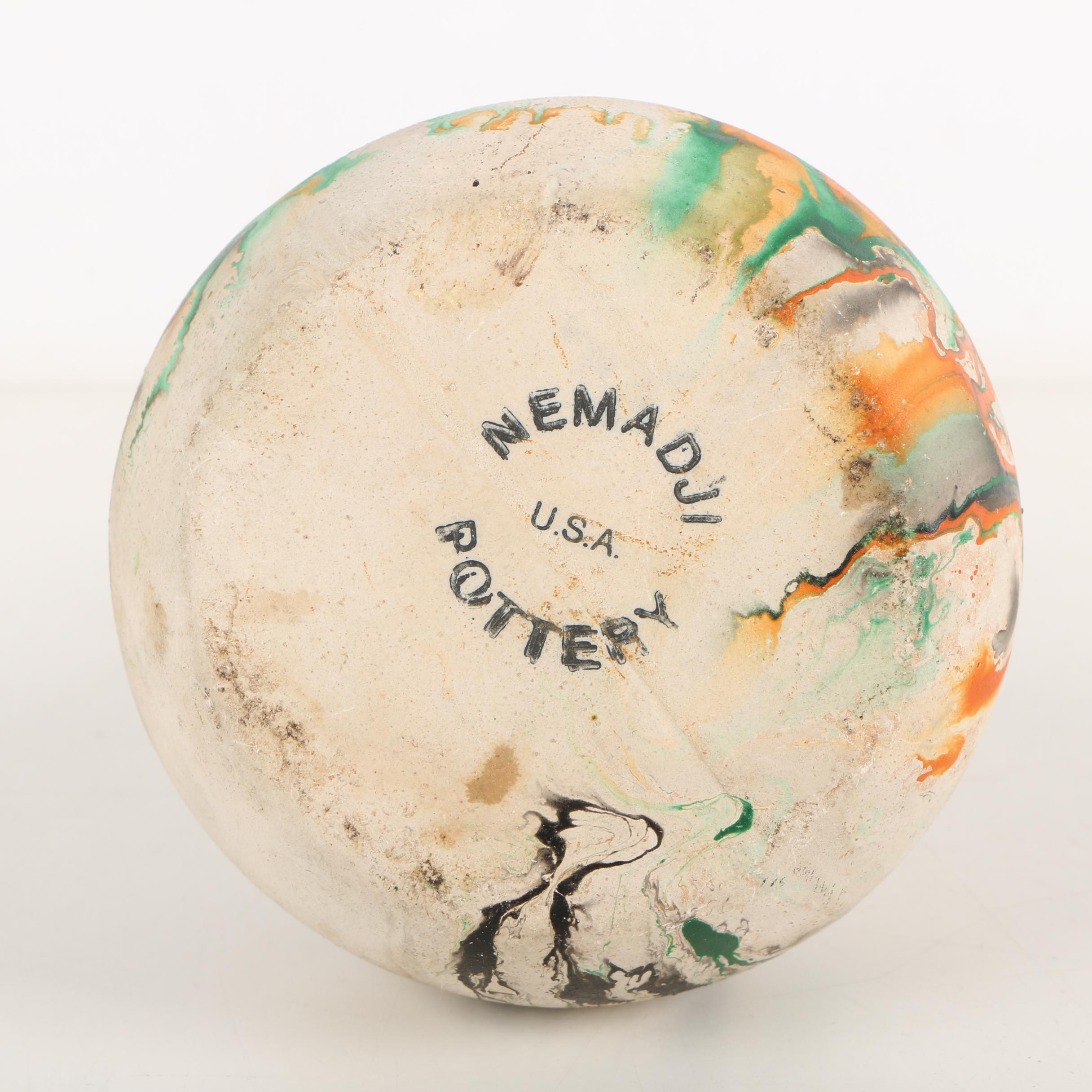 Vintage Nemadji Art Pottery Vase and Pre-Columbian Style Ceramic Figurine