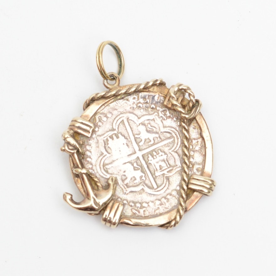 Sterling Silver Pendant with 16th Century Spanish Colonial Cob Coin