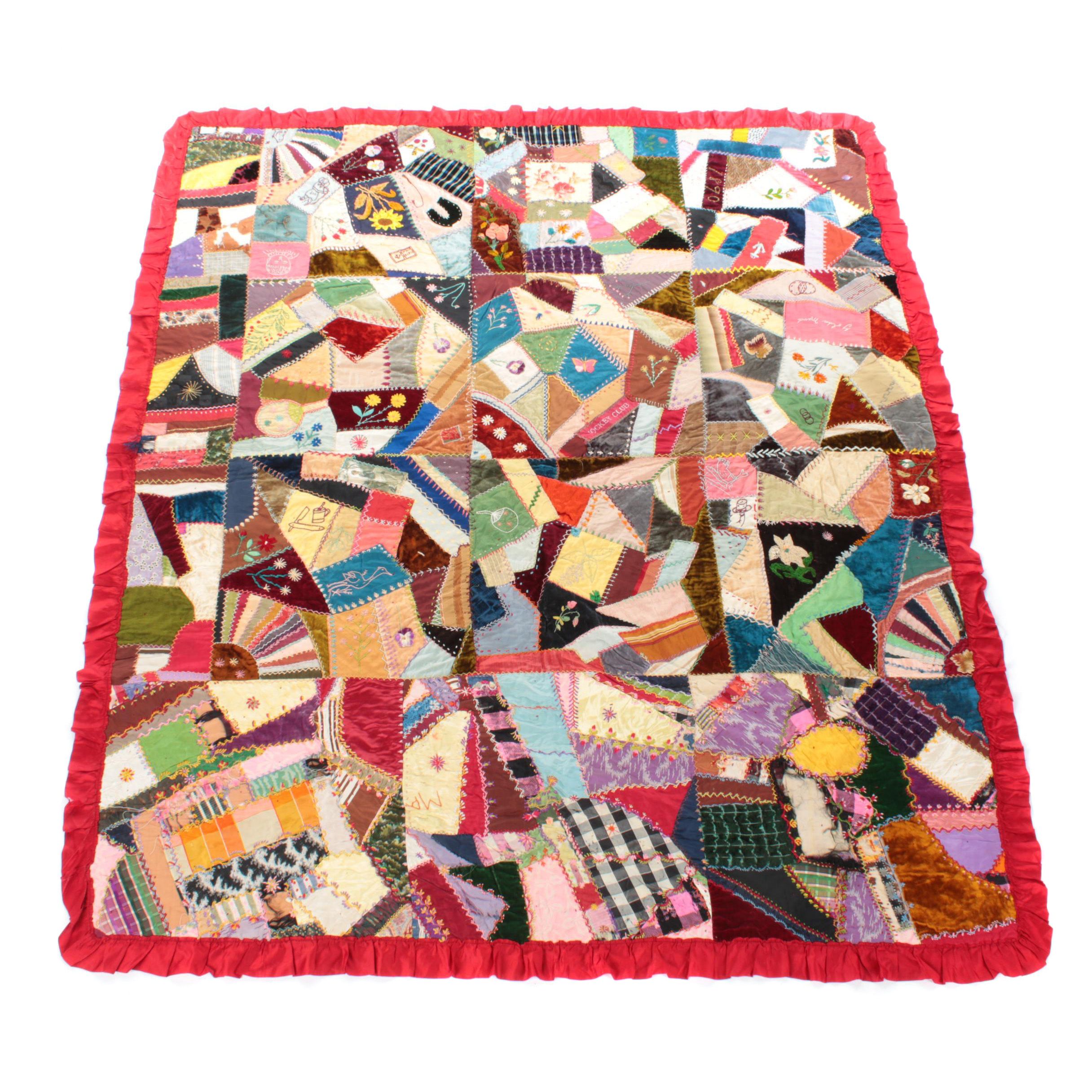 **Rework**Vintage Handcrafted "Crazy" Quilt