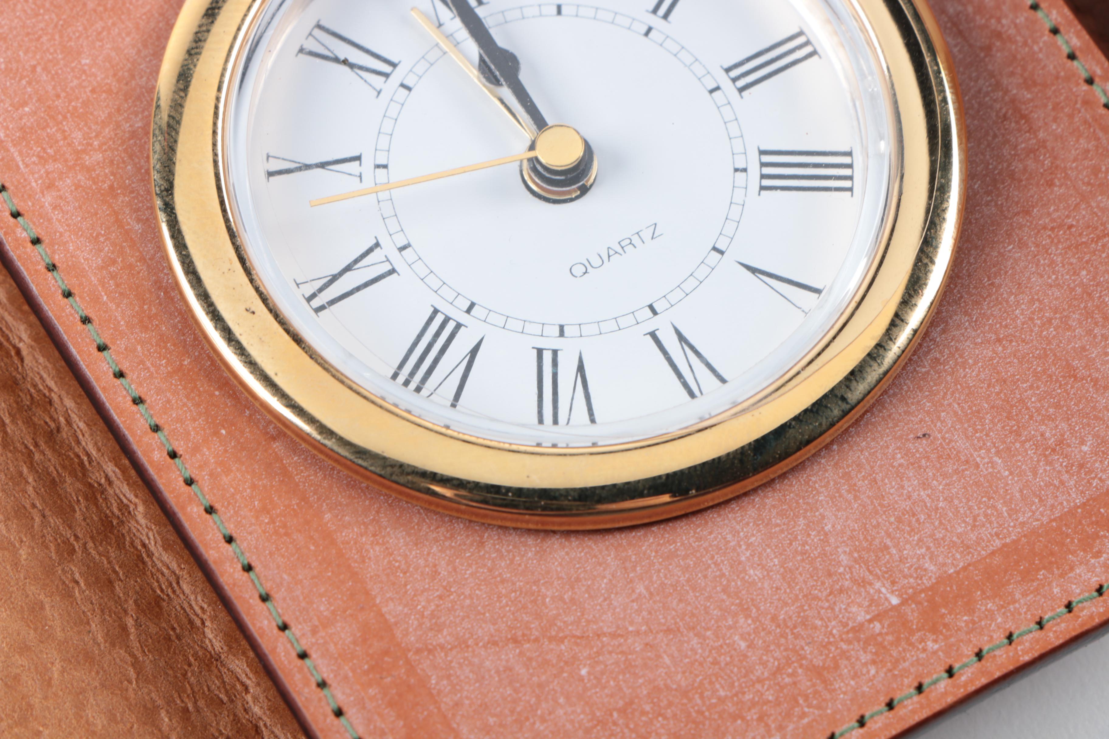 Glen Royal Leather Travel Clock