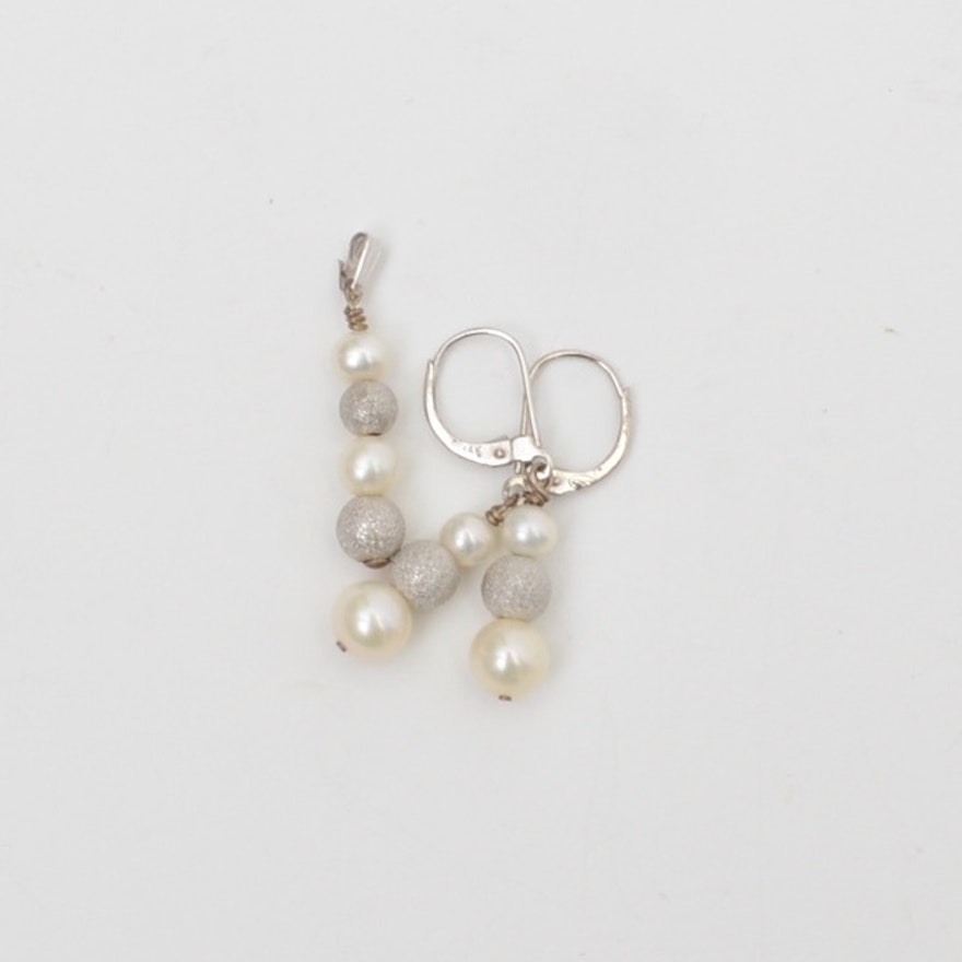 14K Cultured Pearl Pendant and Earrings