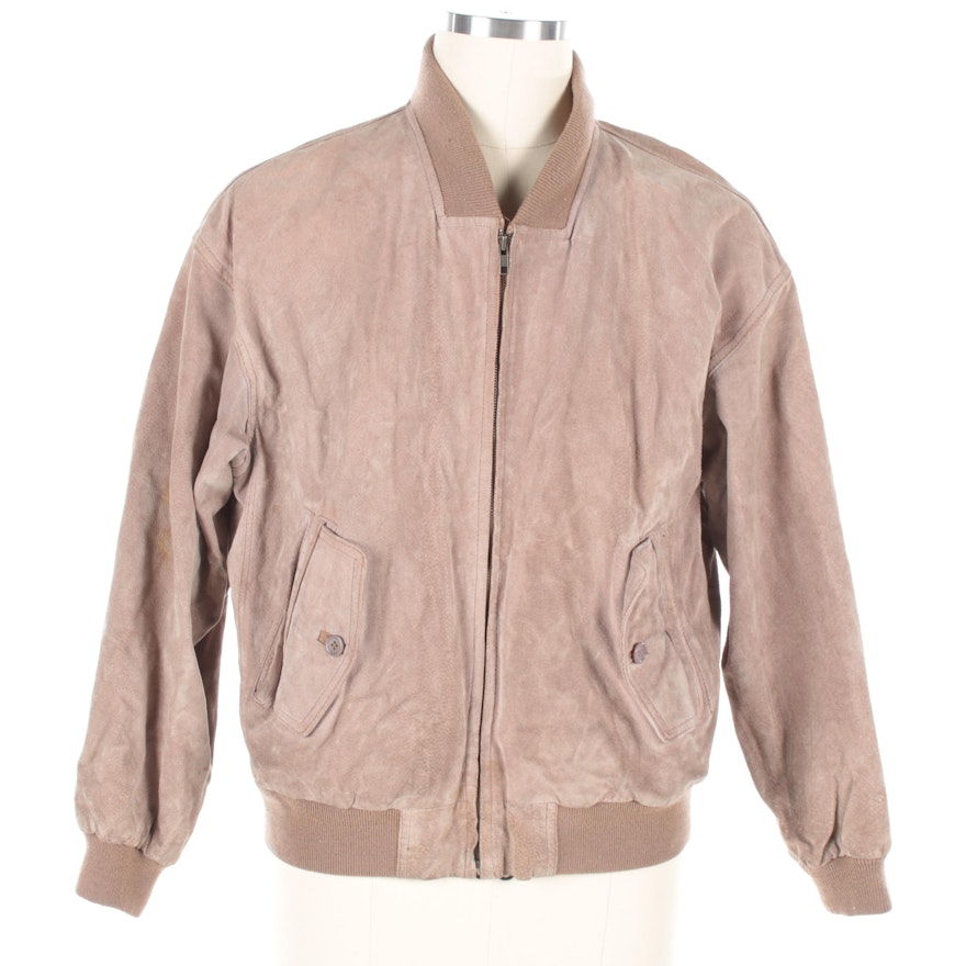 Vintage Neiman Marcus Tan Suede Bomber Style Jacket