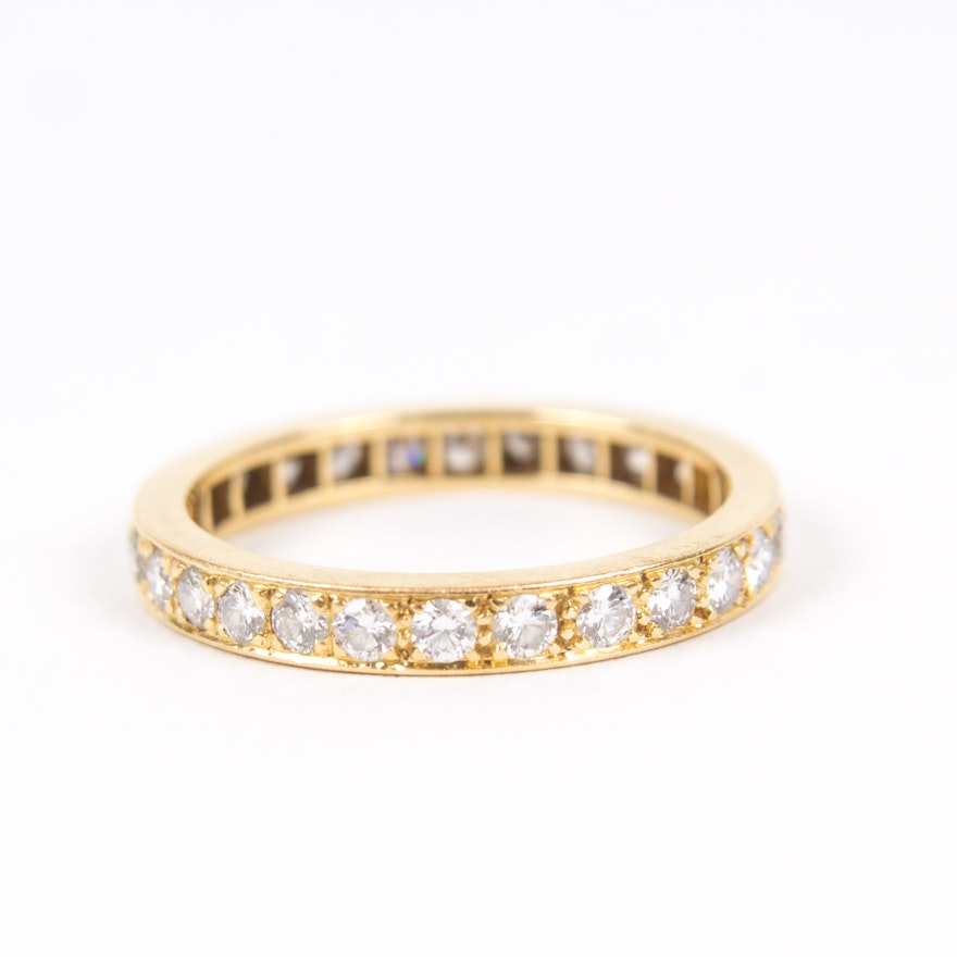 18K Yellow Gold and 1.05 CTW Diamond Eternity Ring