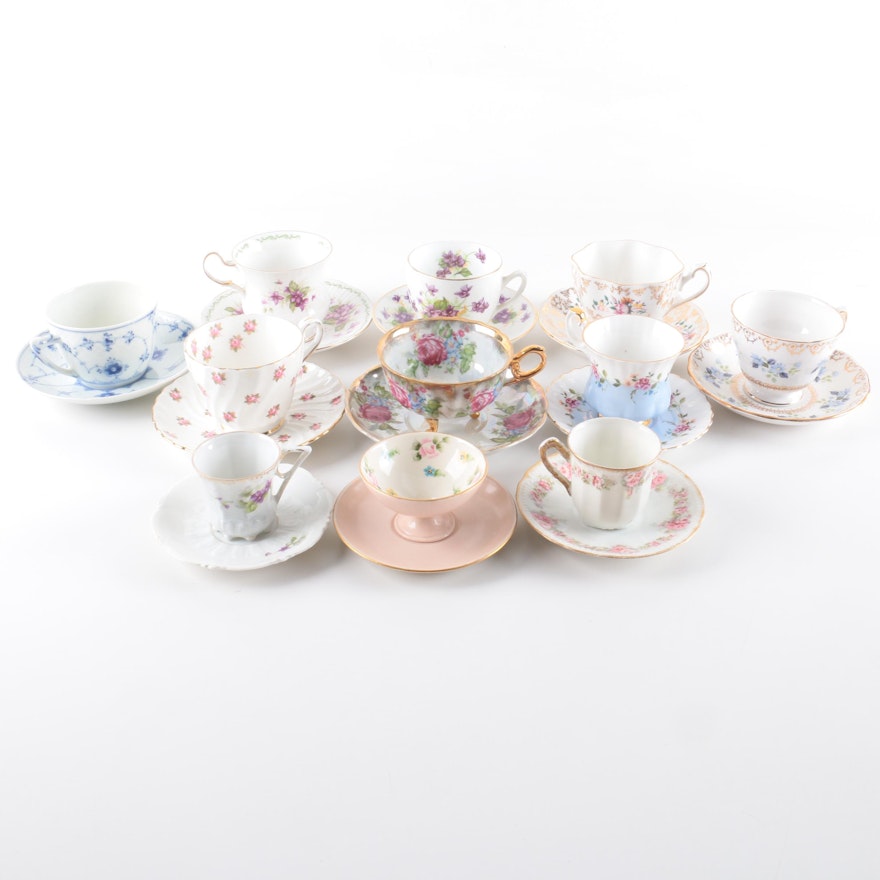 Vintage Porcelain Tea and Demitasse Cups and Saucers