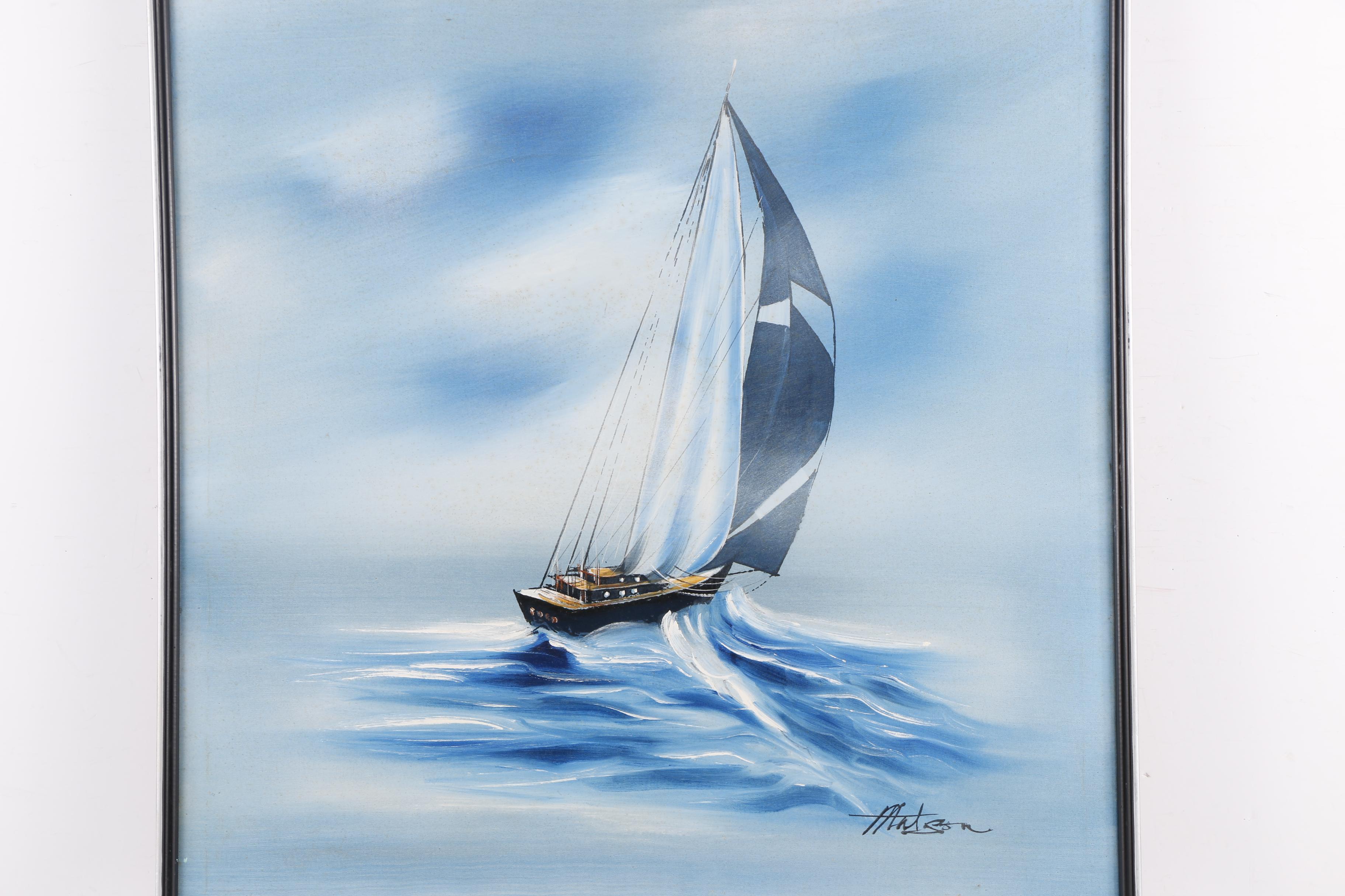 Matson Oil Painting of a Sailboat