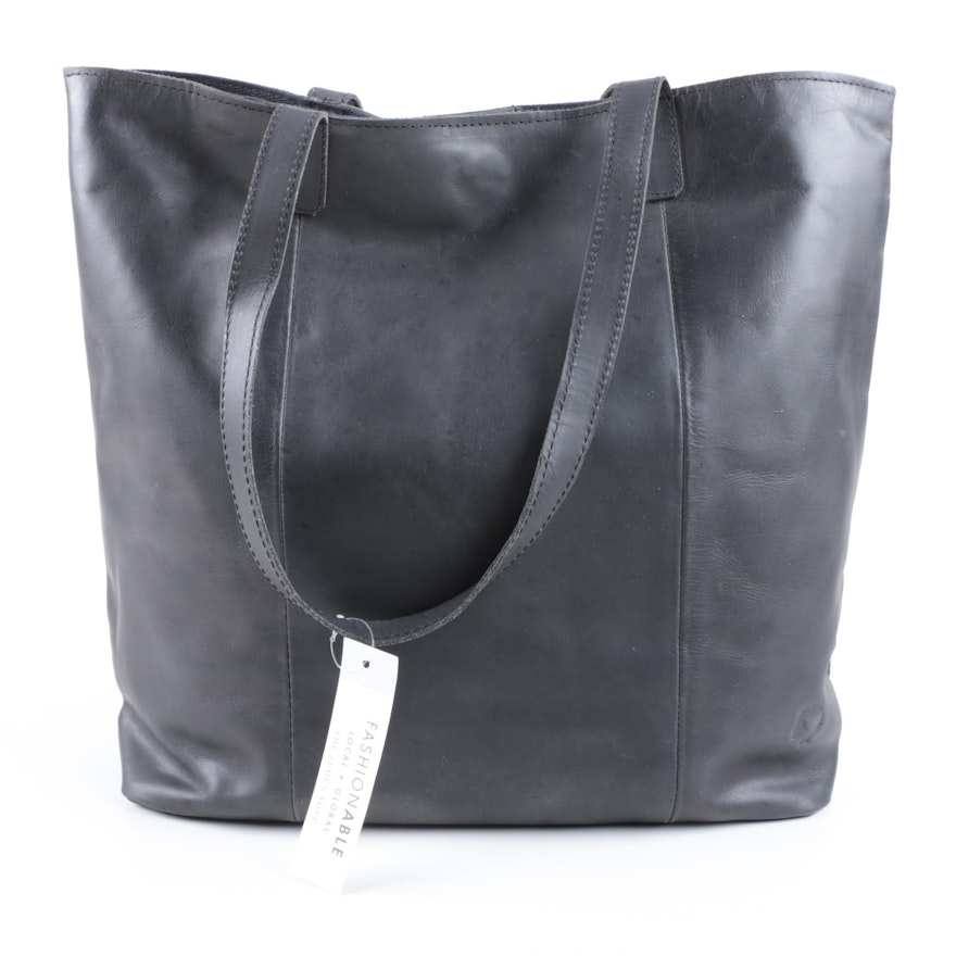 Fashionable Local + Global Black Leather Tote