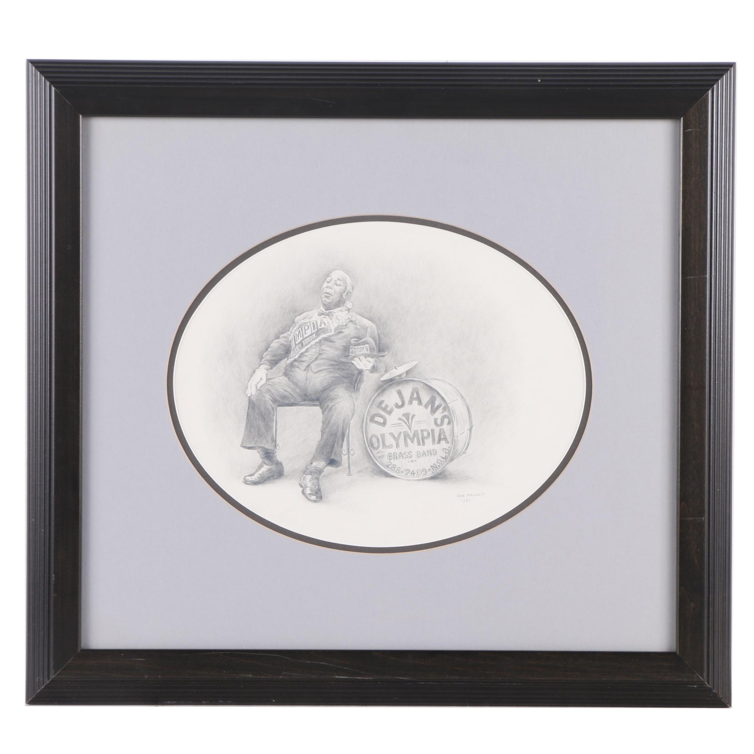 Sher Stewart Graphite Drawing "Dejan's Olympia Brass Band"