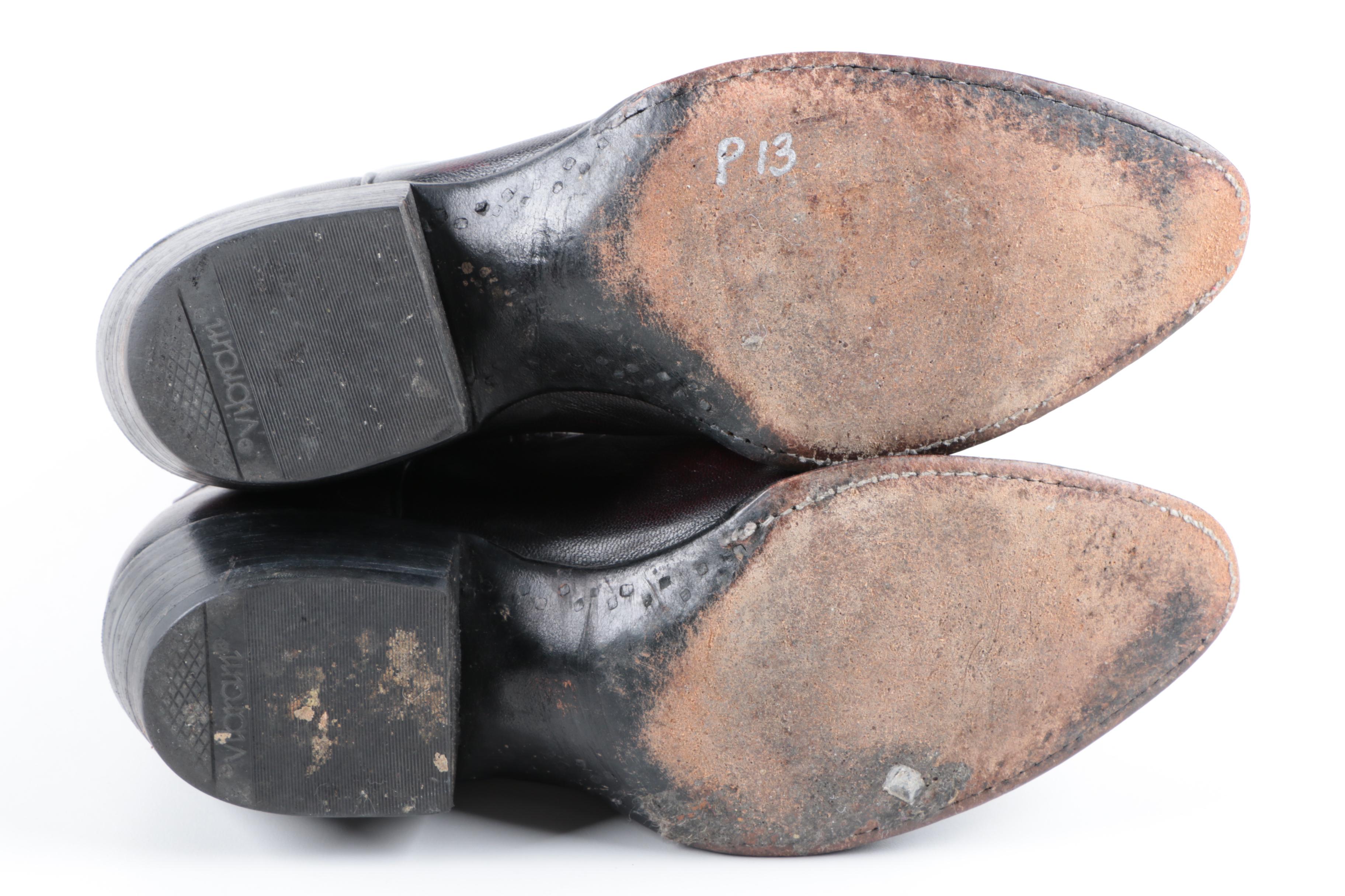 Vintage Lucchese Black Cherry Goat Leather Western Boots