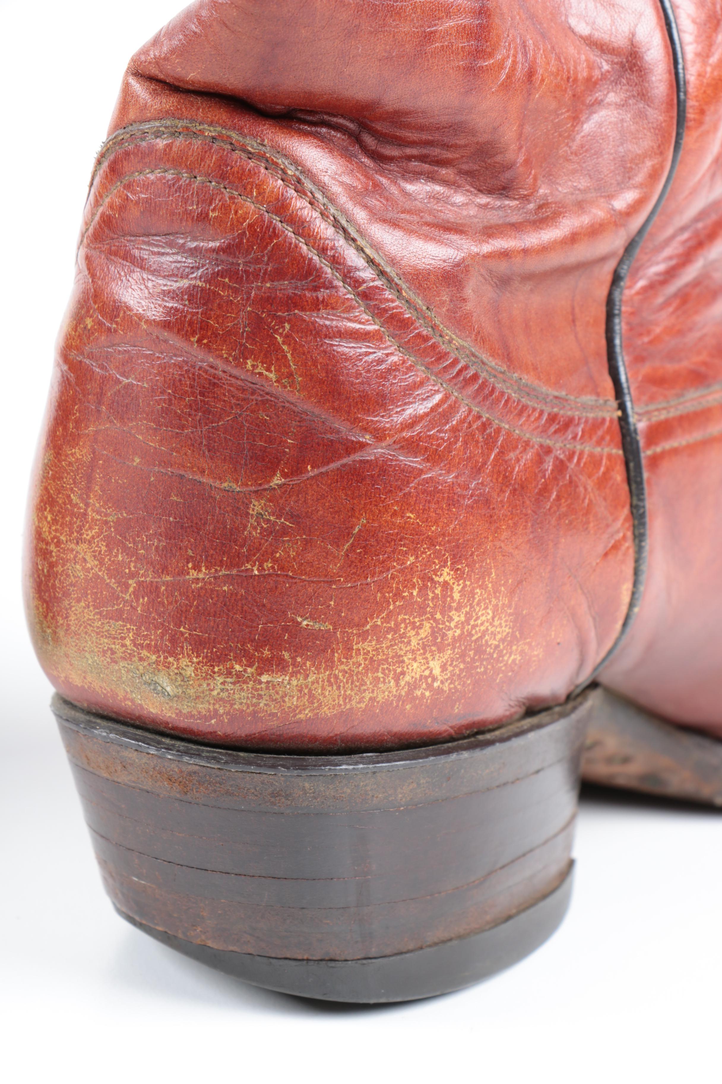 Men's Tony Lama of El Paso, Texas Leather Cowboy Boots in Amber Brown