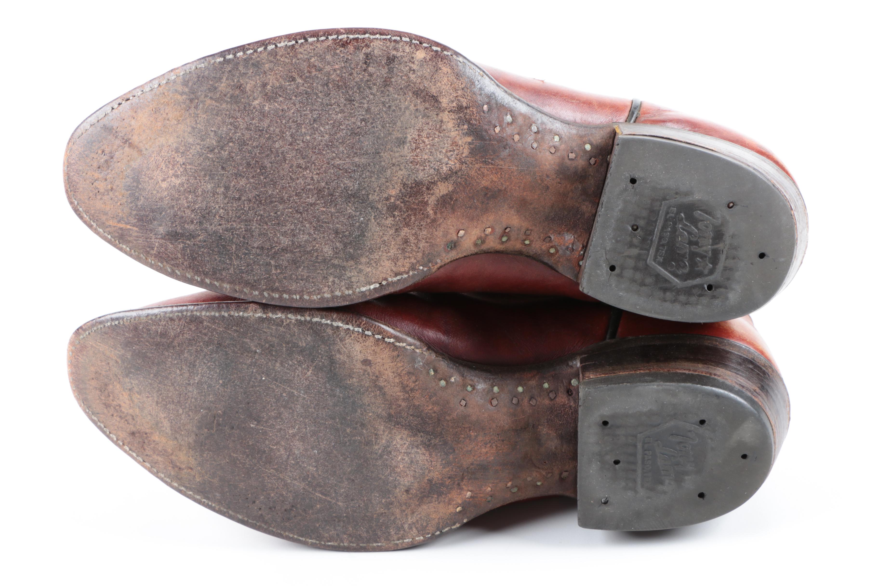 Men's Tony Lama of El Paso, Texas Leather Cowboy Boots in Amber Brown