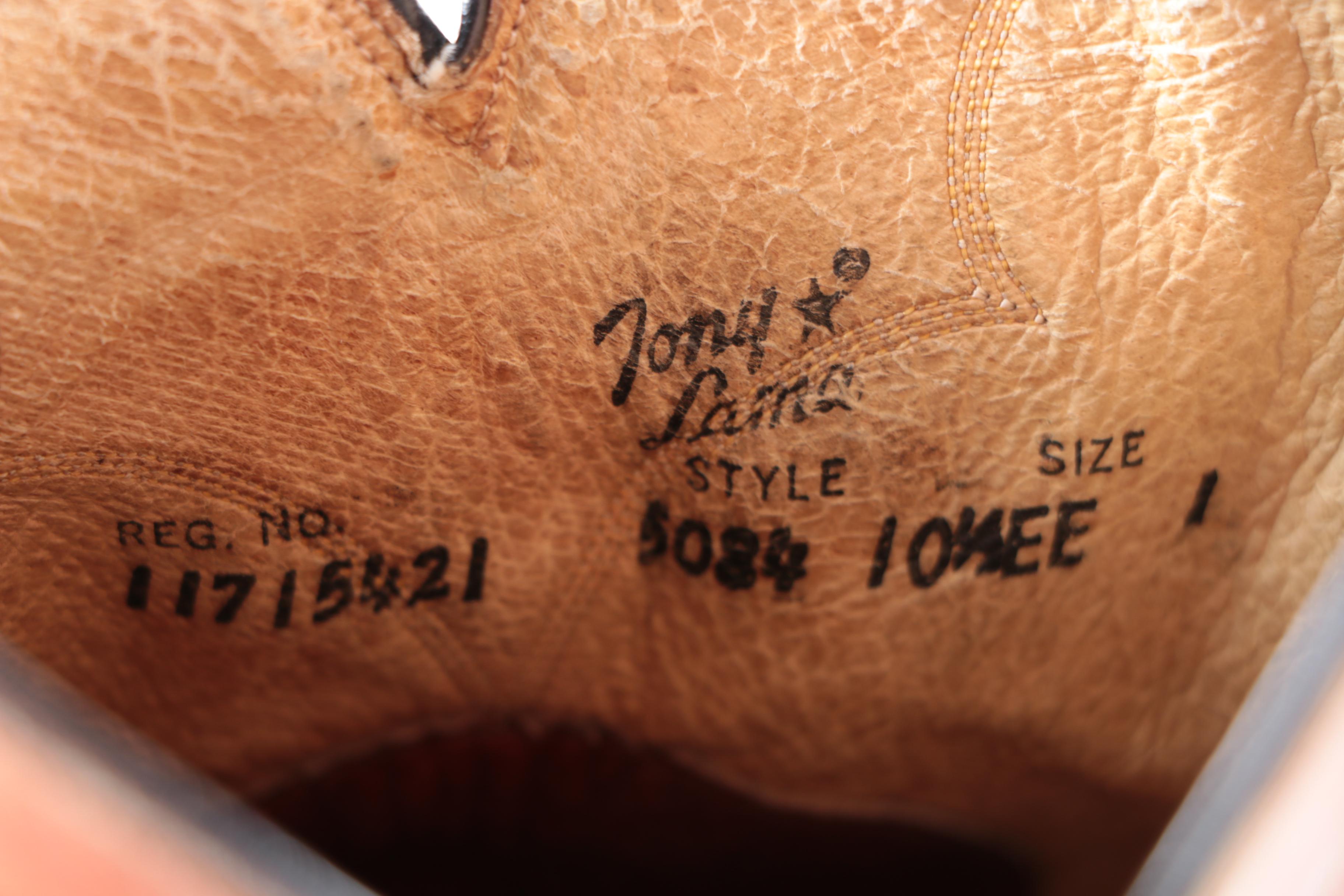 Men's Tony Lama of El Paso, Texas Leather Cowboy Boots in Amber Brown