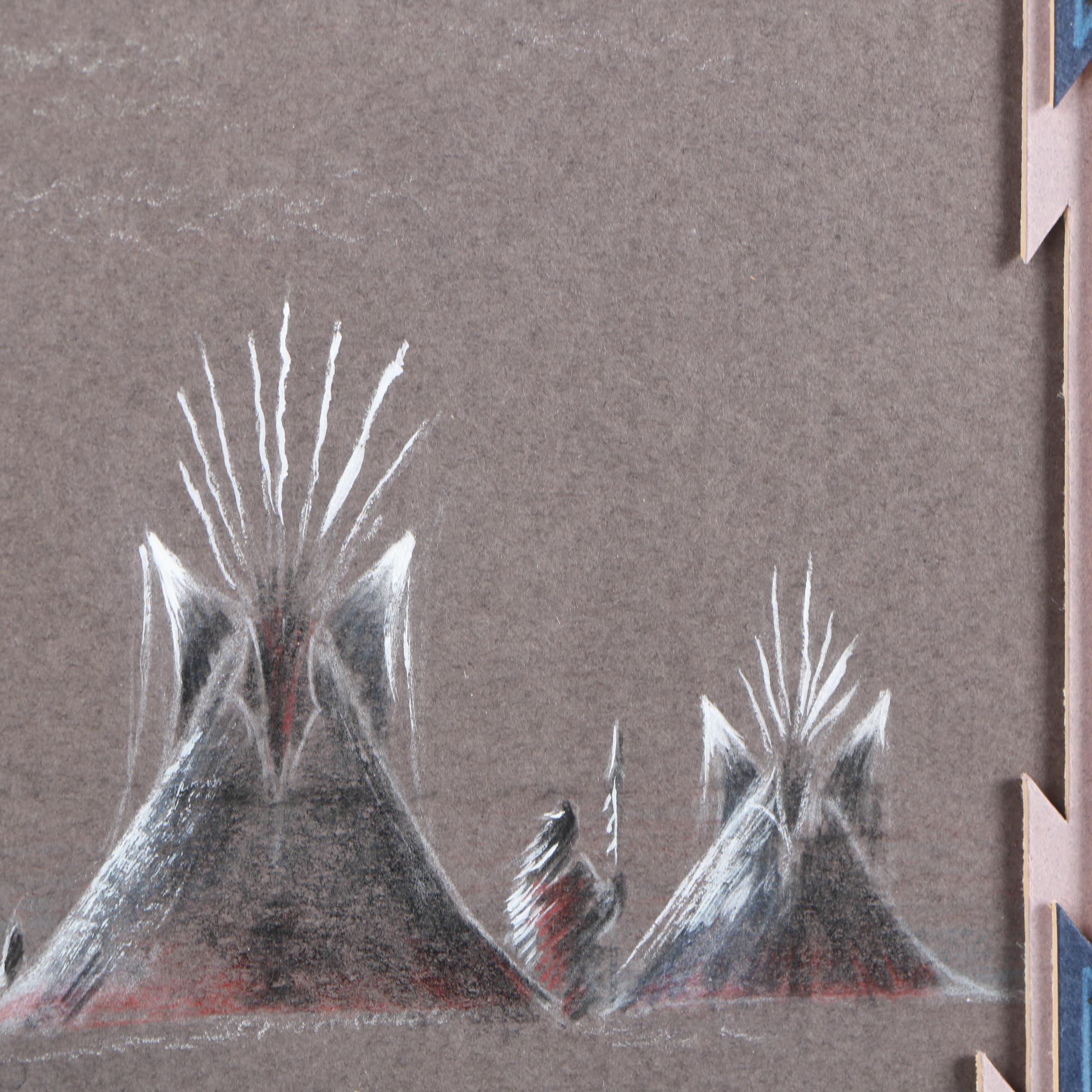 Navajo Artist Rex A. Begaye Color Pencil on Paper Drawing "Safe Return"