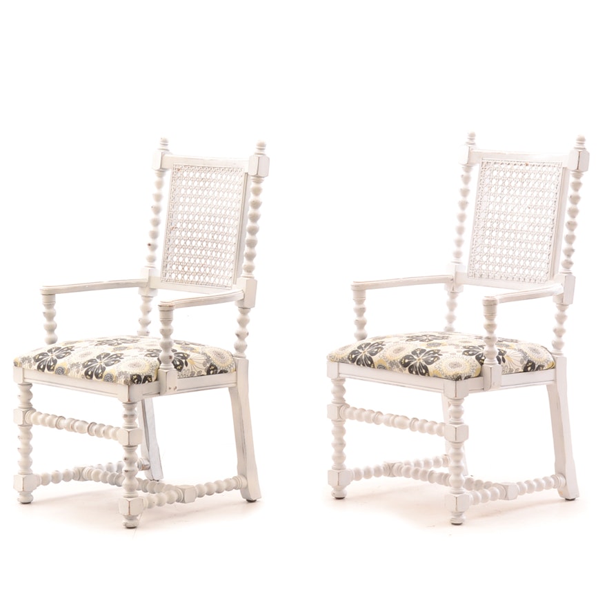 Pair of Vintage Wicker Back Armchairs