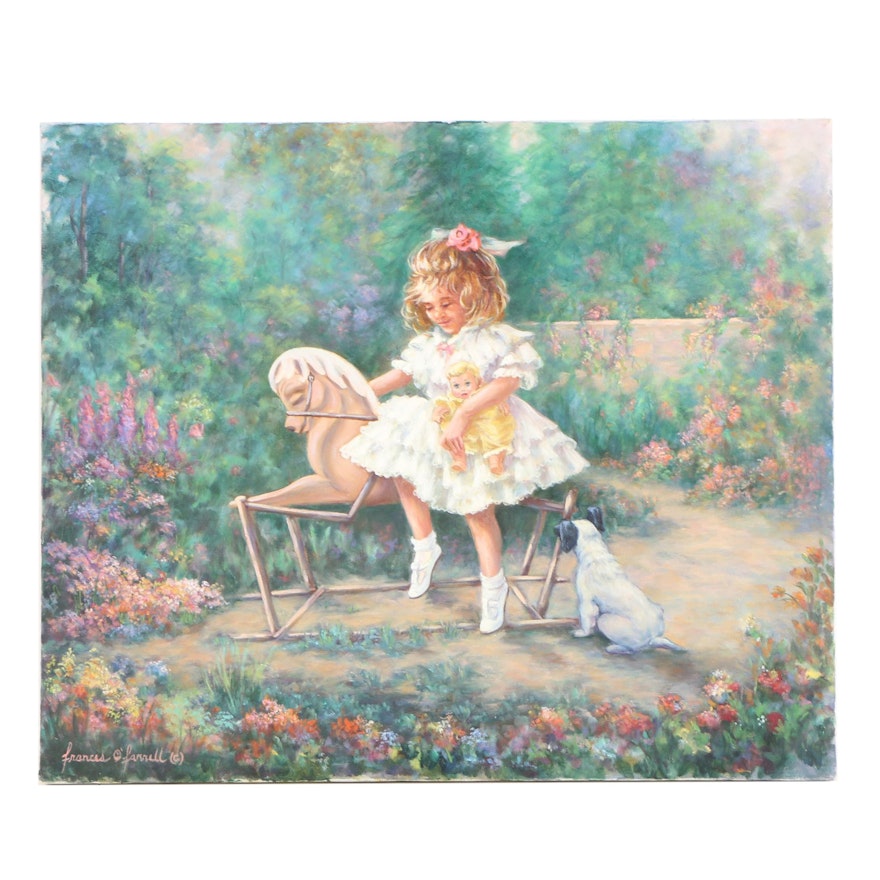 Frances O'Farrell Oil Painting of Child on Rocking Horse