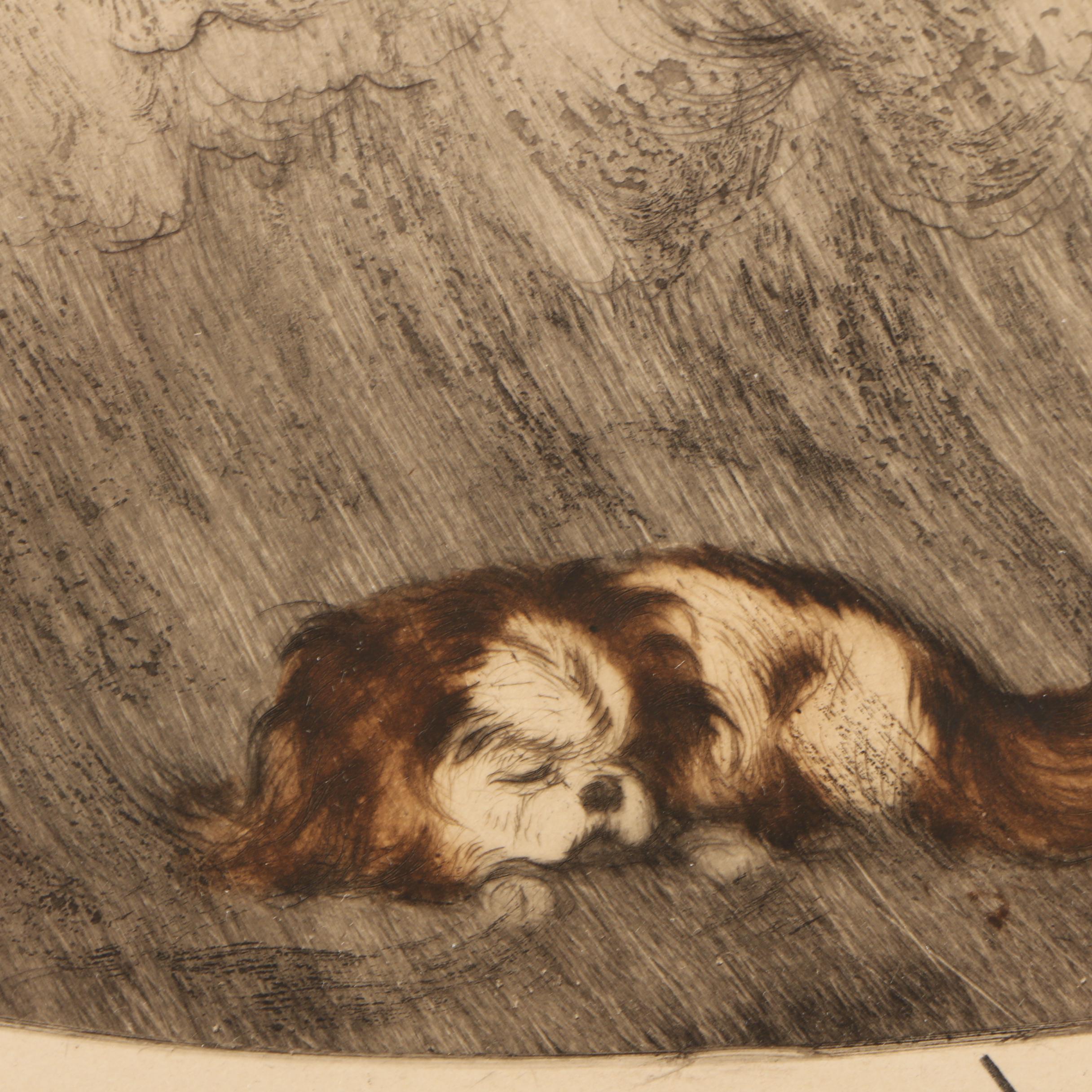 Louis Icart Hand Colored Etching on Paper "Sleeping Beauty"