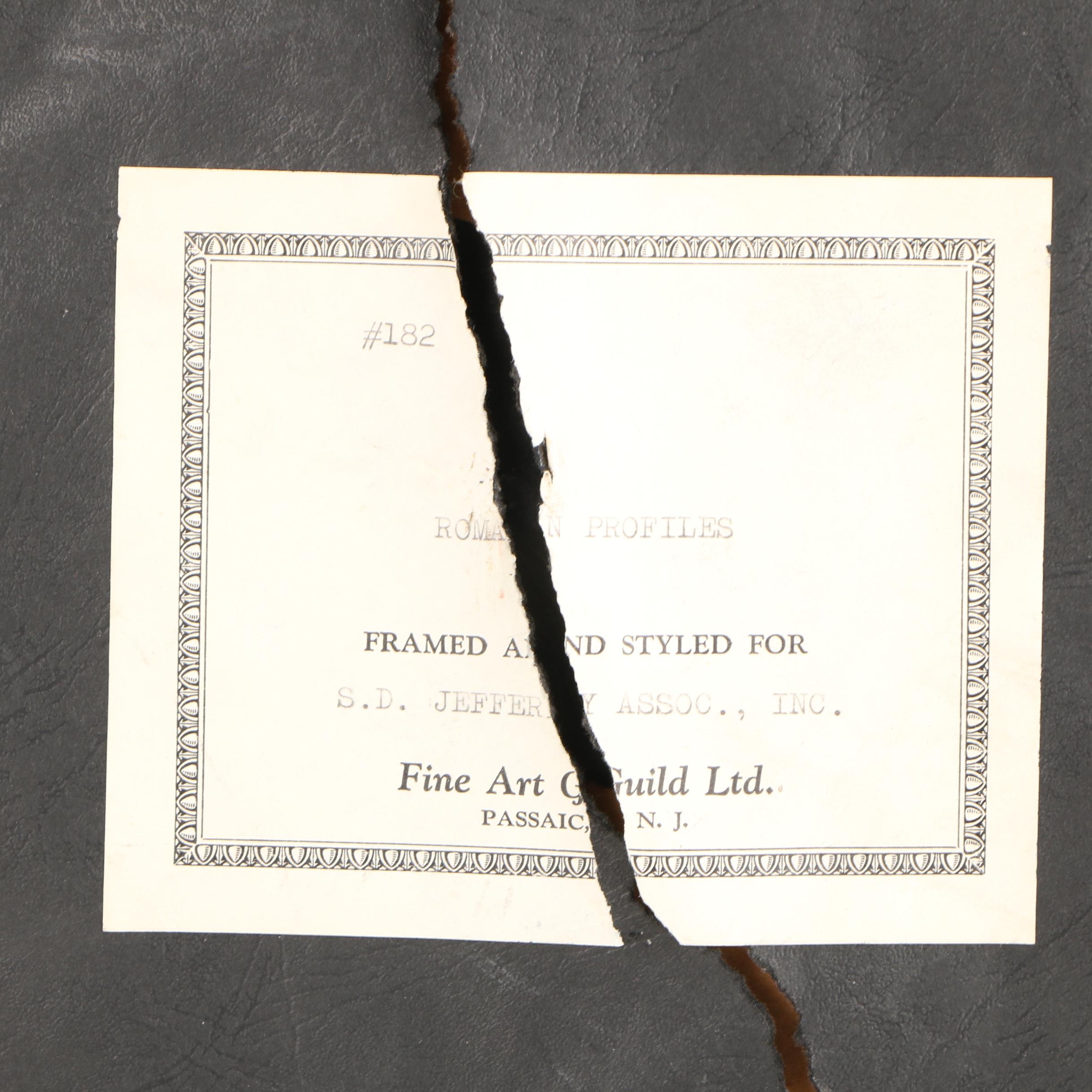 Fine Arts Guild Plaster Relief Portraits of Roman Figures in Side Profile