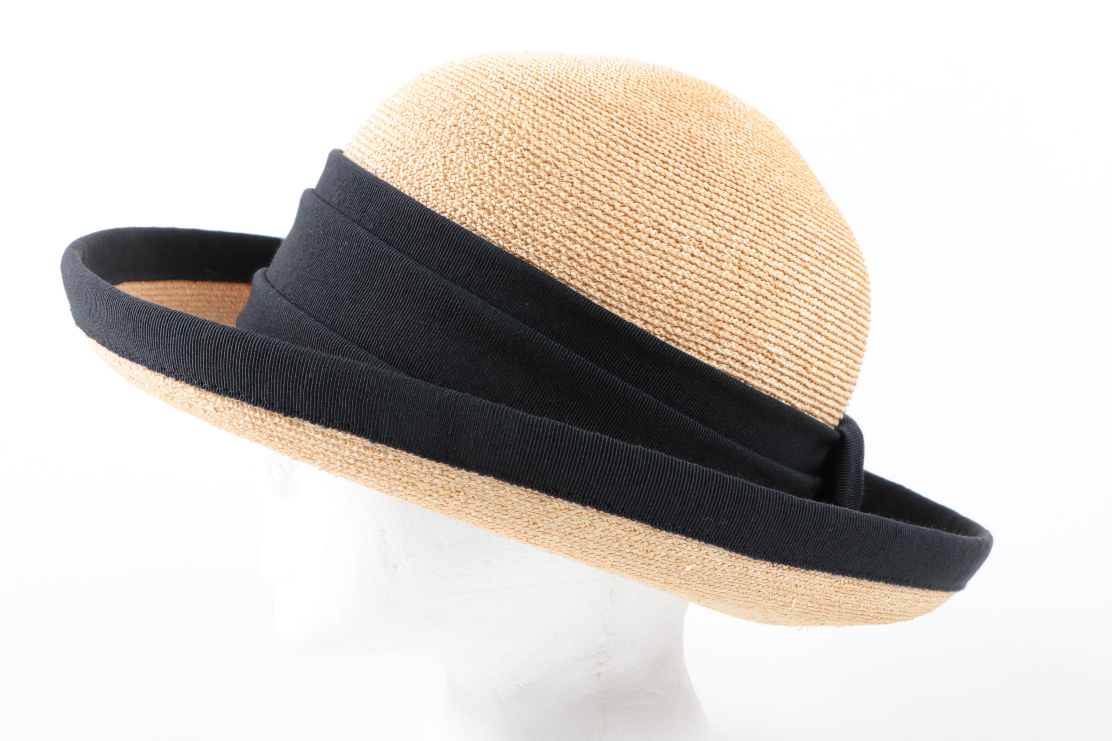 Bergdorf Goodman Hutmanufactur Handmade Wide Brim Straw Hat with Hat Box