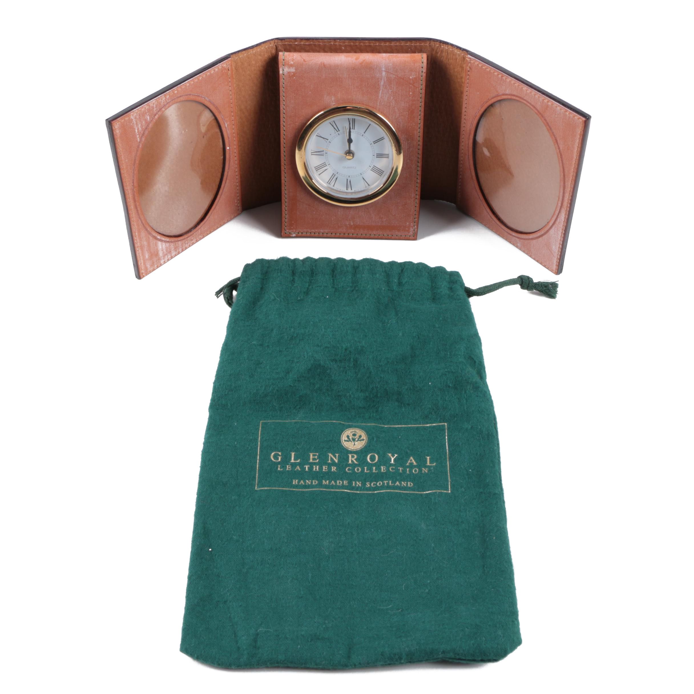 Glen Royal Leather Travel Clock