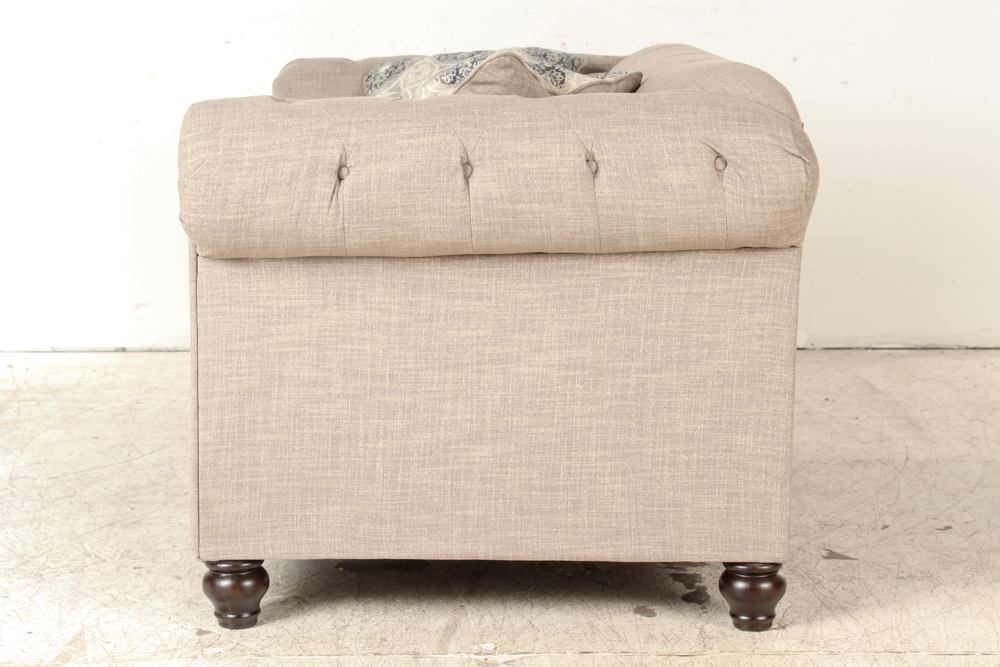 Contemporary Tufted Linen Fabric Love Seat by Ashley Furniture