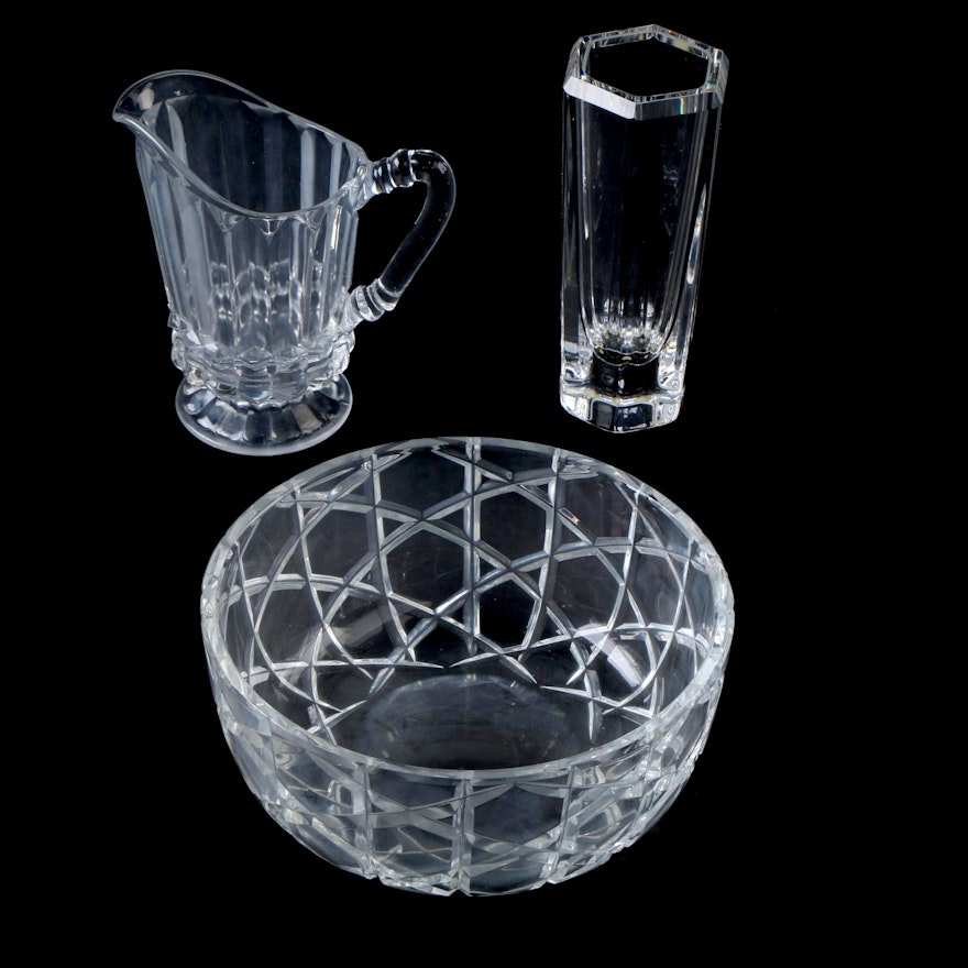Kosta Vase and Other Glass Tableware Items