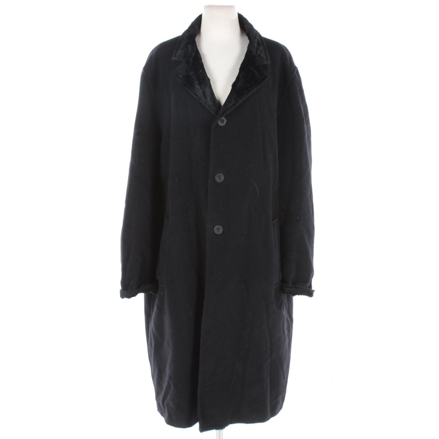 Men's Sabato Russo Black Wool and Faux Shearling Coat