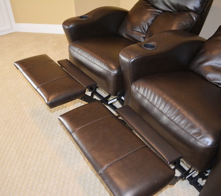 Home Theater Brown Faux Leather Recliners