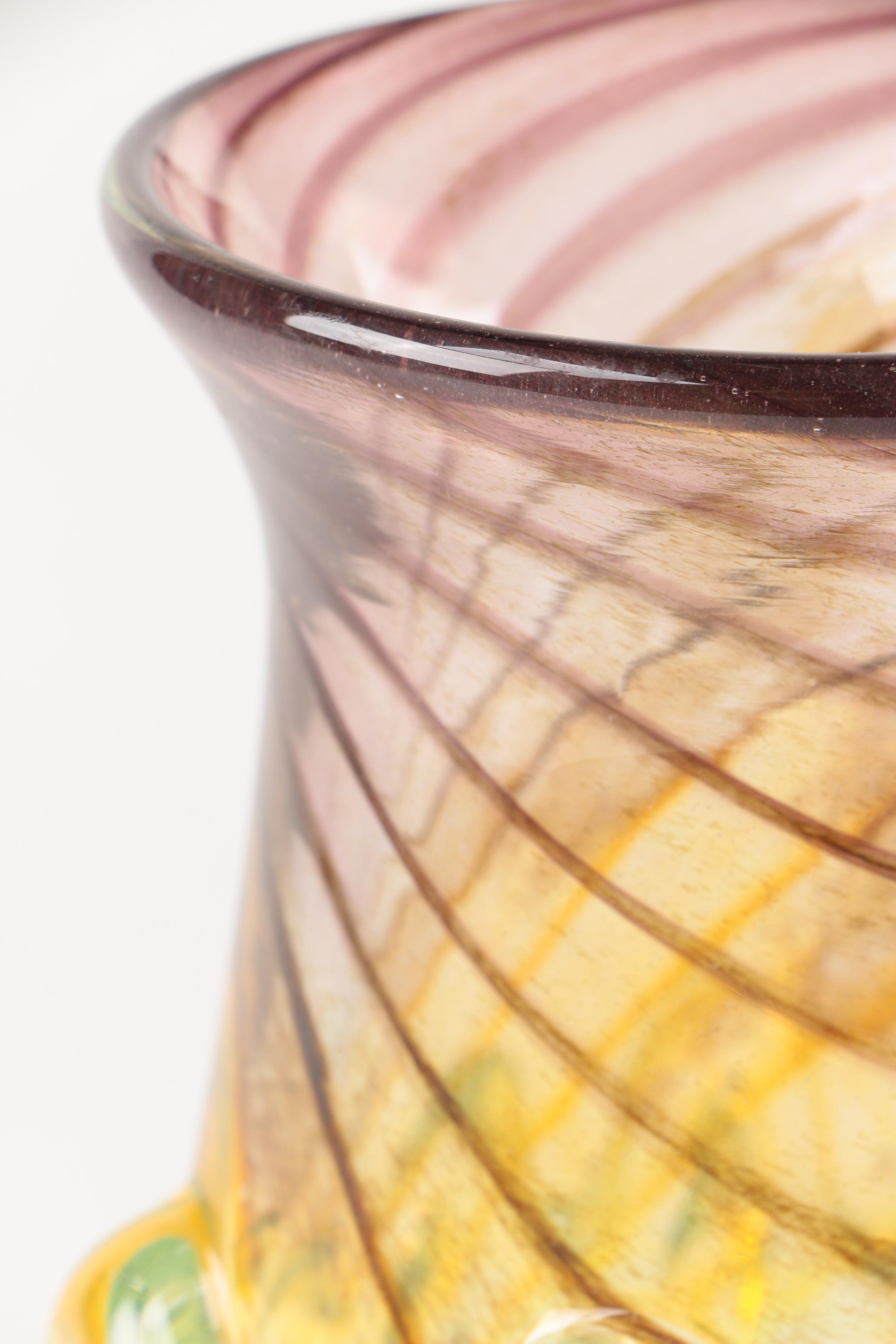 Artist Signed Hand Blown Glass Vase