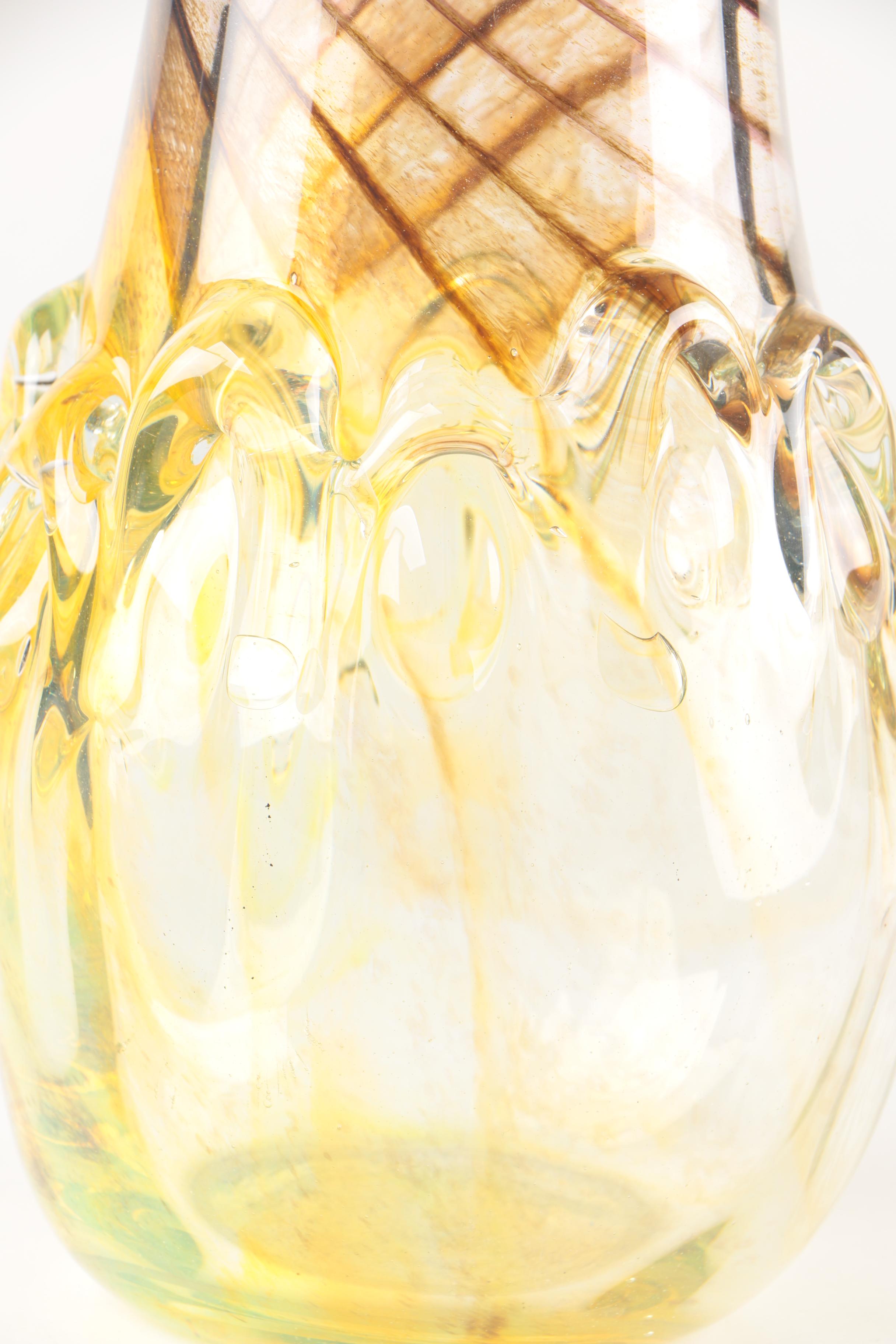 Artist Signed Hand Blown Glass Vase