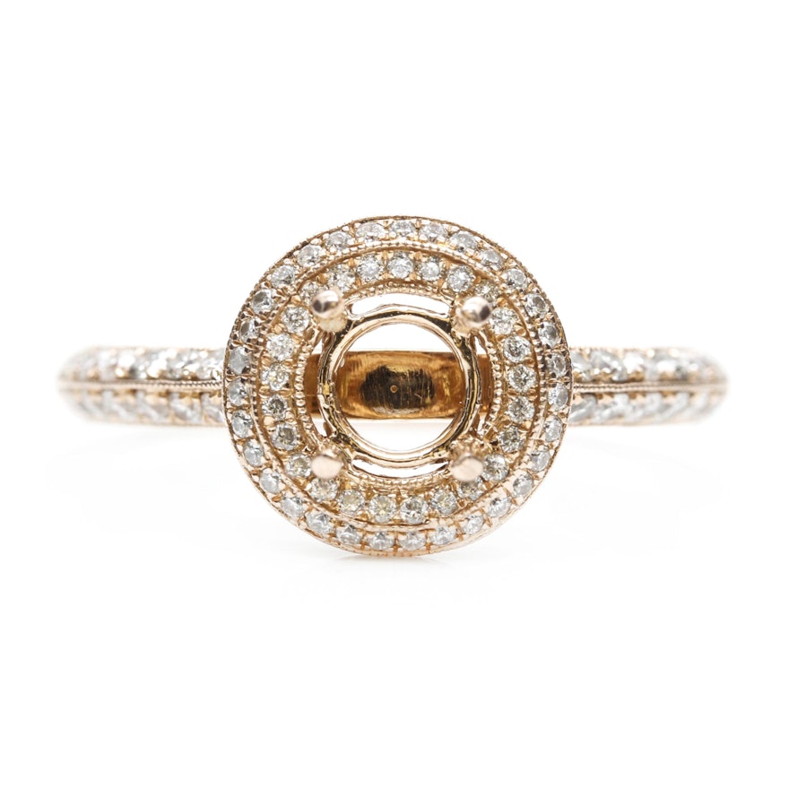 Gabriel & Co. 14K Rose Gold Diamond Semi-Mount Ring