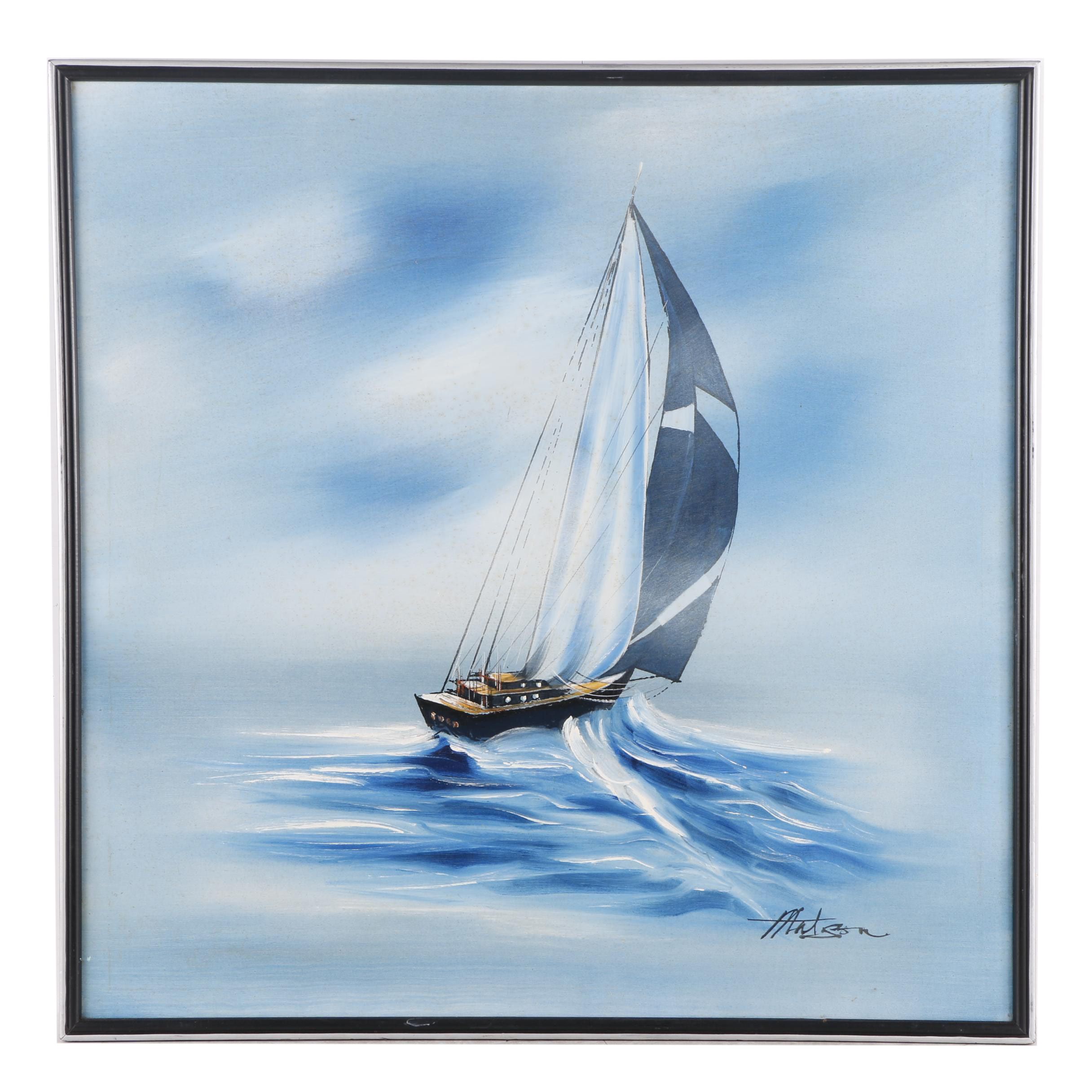 Matson Oil Painting of a Sailboat