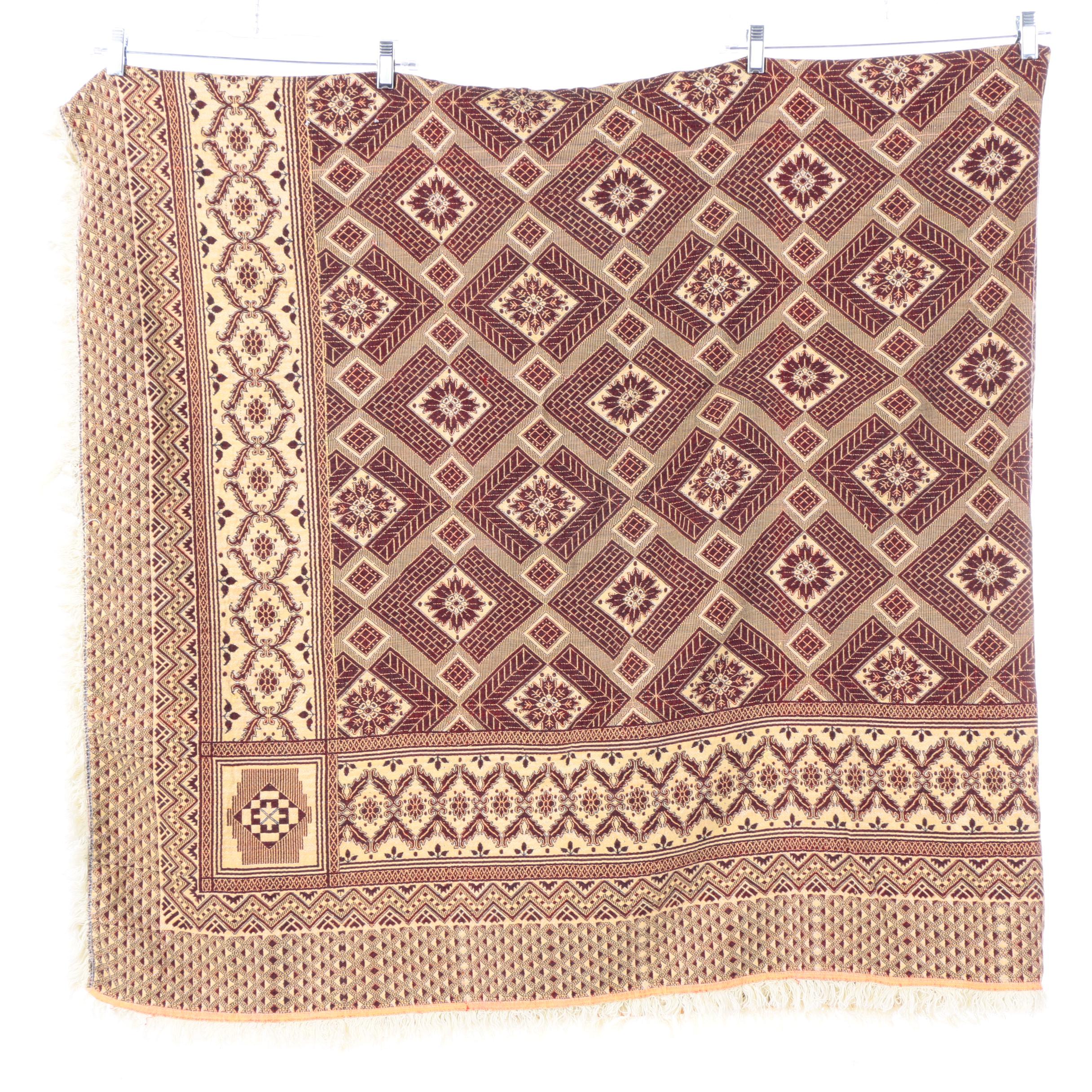 Vintage Indian Jamayar Shawl and Pakistani Tufail Tex Multan Blanket