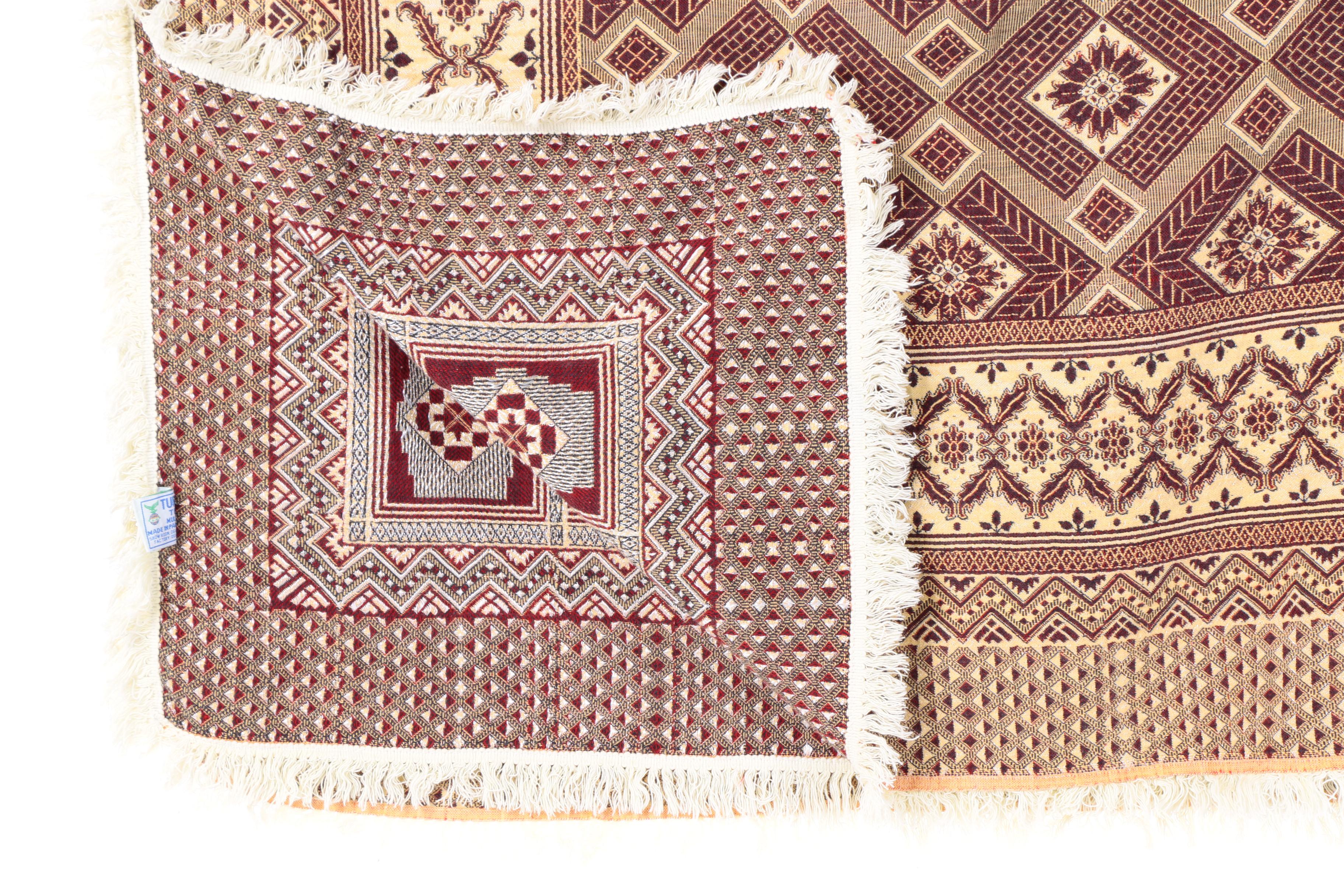 Vintage Indian Jamayar Shawl and Pakistani Tufail Tex Multan Blanket