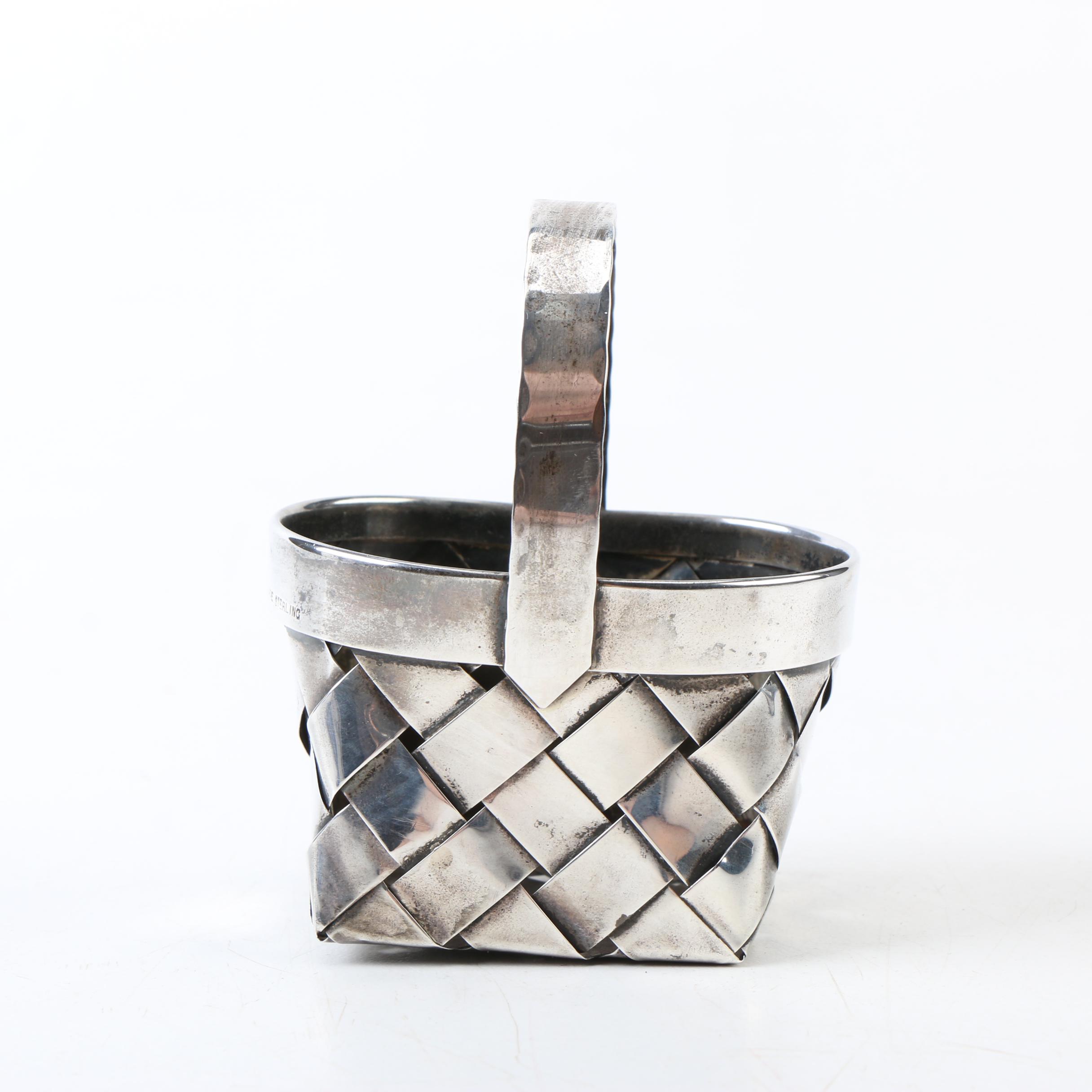Cartier Miniature Hand Made Sterling Silver Basket