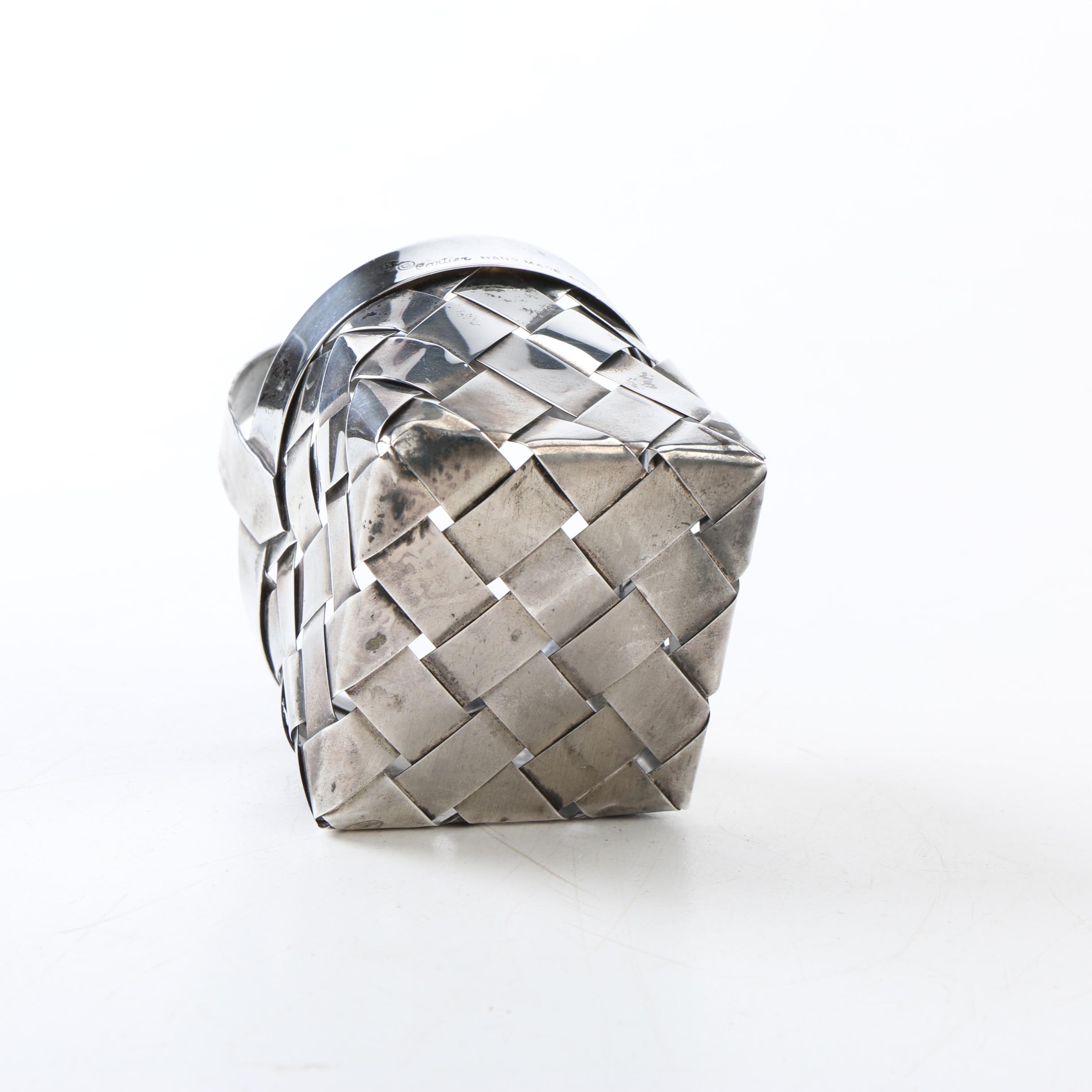 Cartier Miniature Hand Made Sterling Silver Basket