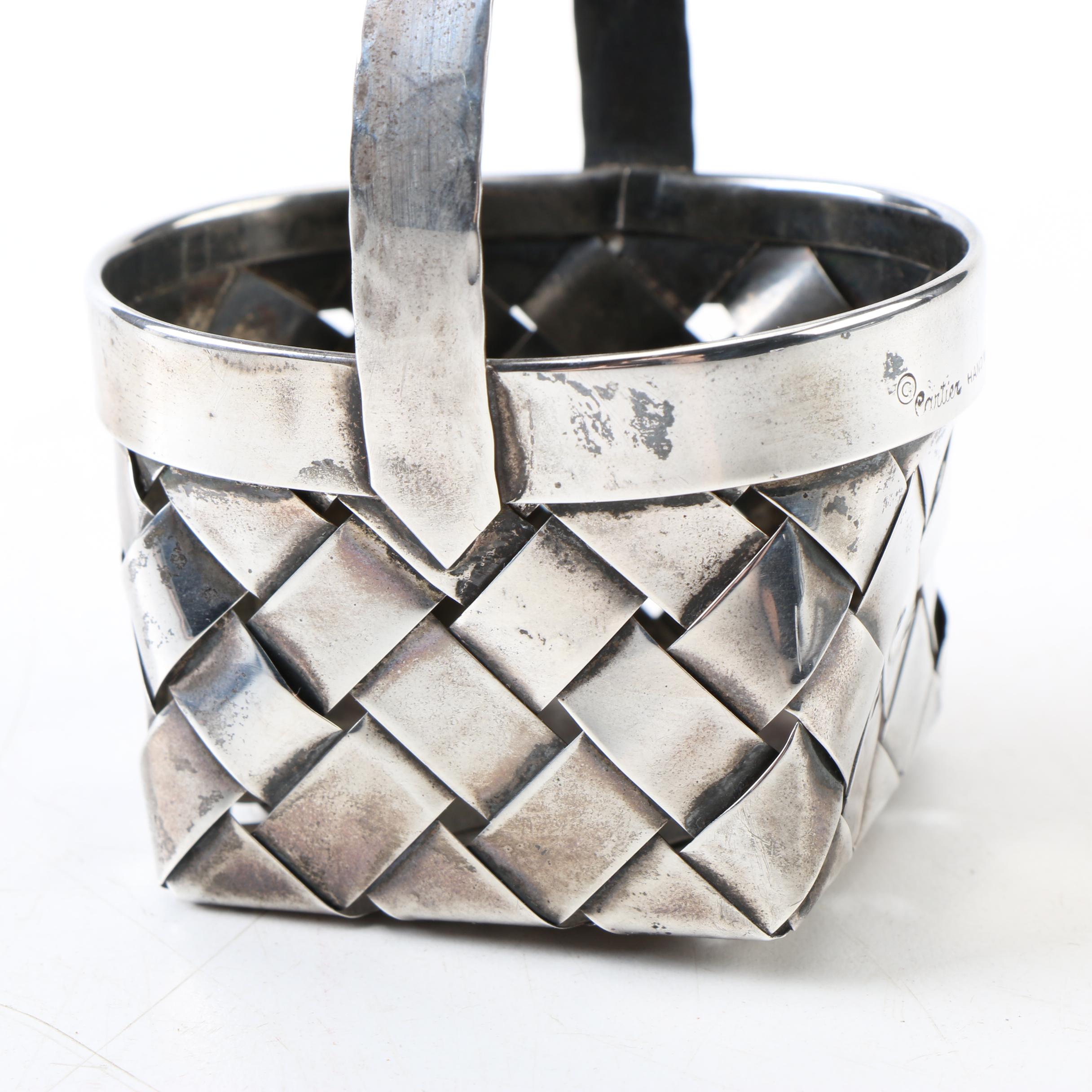 Cartier Miniature Hand Made Sterling Silver Basket