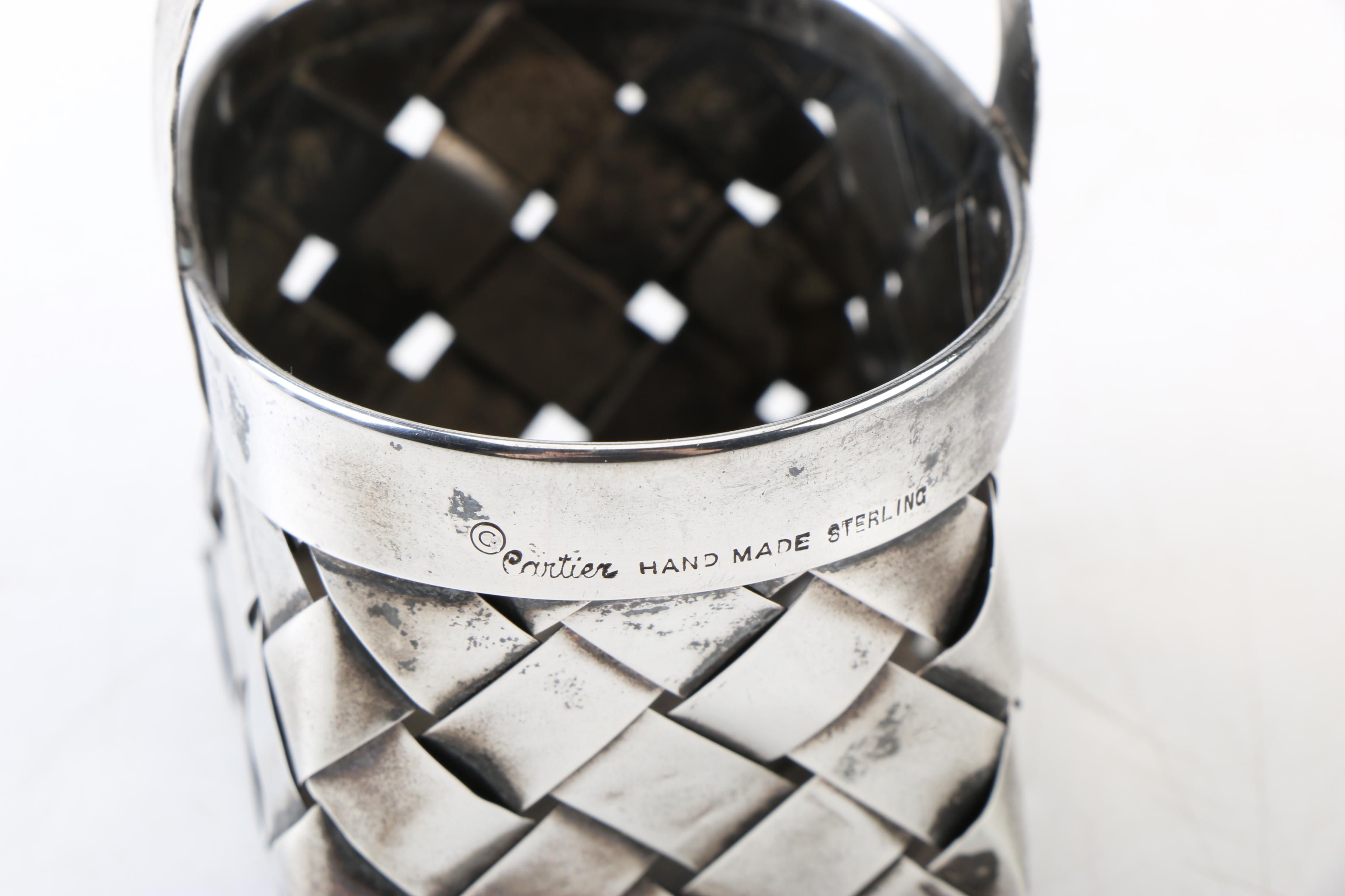 Cartier Miniature Hand Made Sterling Silver Basket