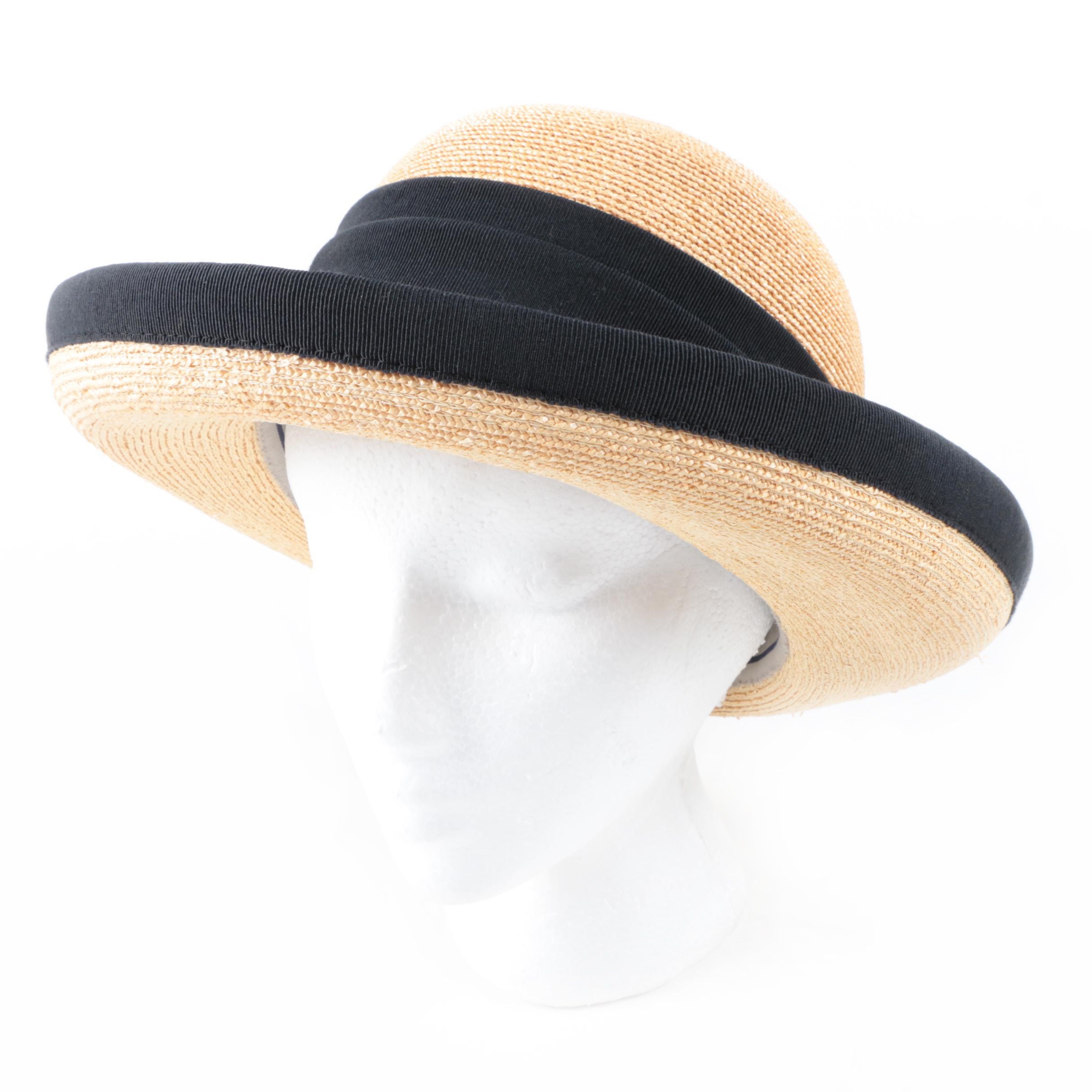 Bergdorf Goodman Hutmanufactur Handmade Wide Brim Straw Hat with Hat Box