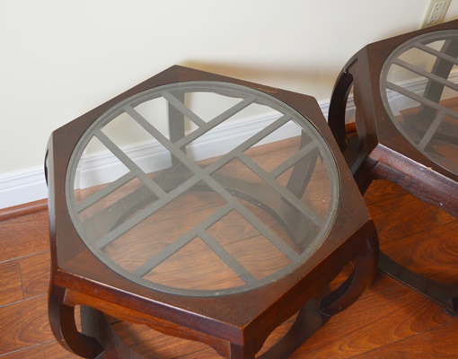 Asian Inspired Hexagonal Side Tables
