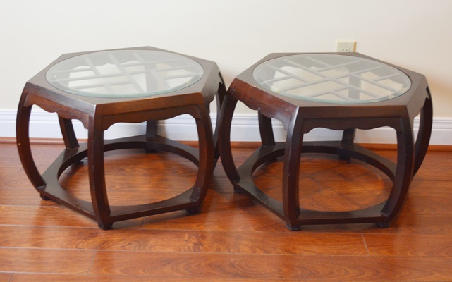 Asian Inspired Hexagonal Side Tables