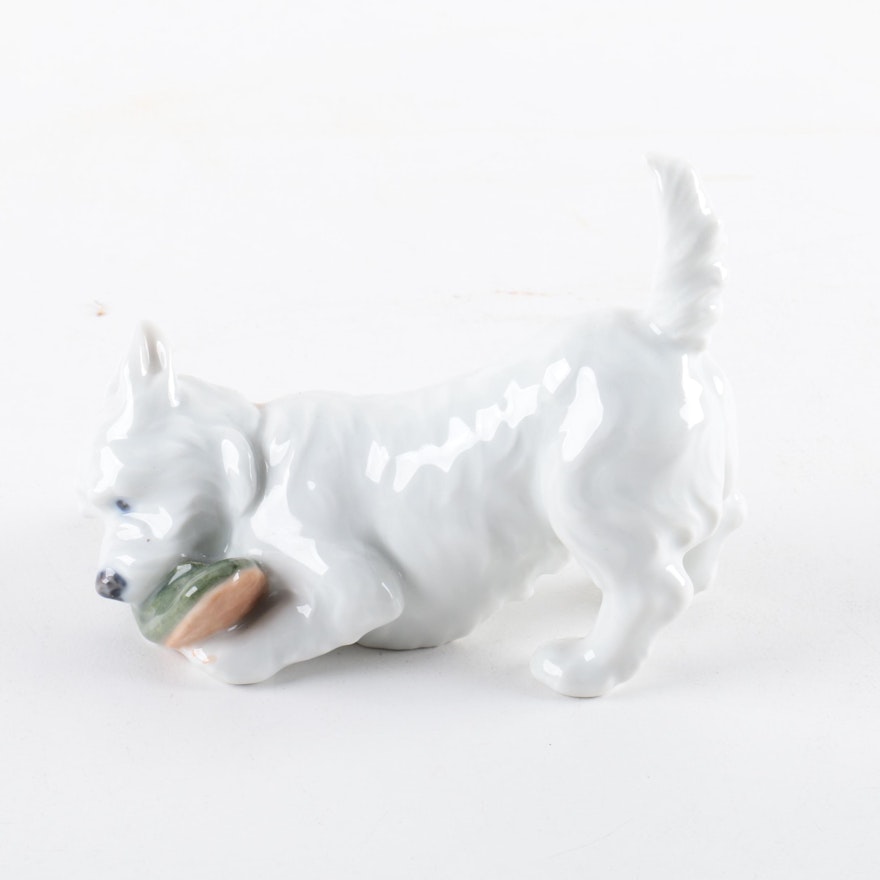 Royal Copenhagen Porcelain West Highland Terrier with a Slipper