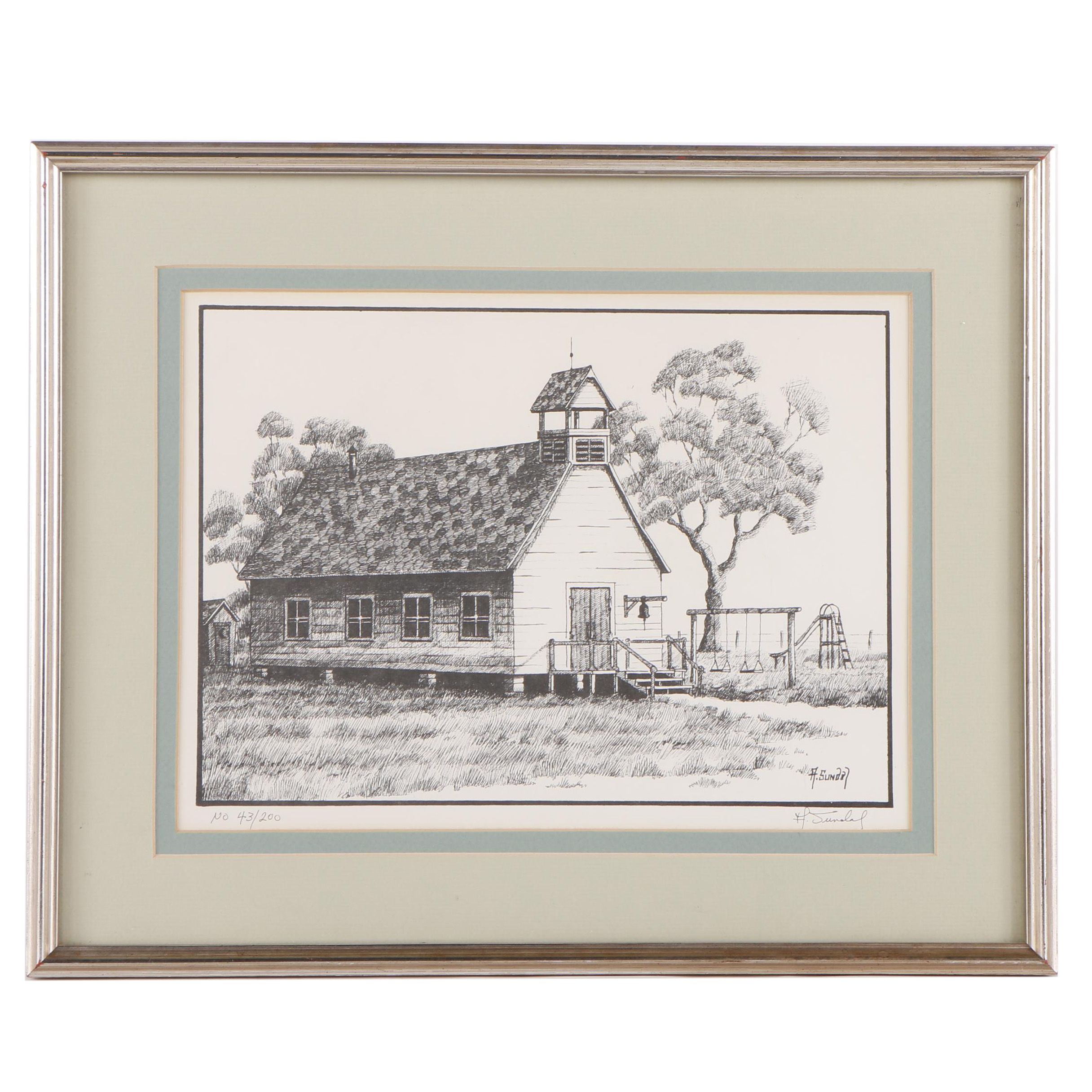 Alan Sundal Limited Edition Halftone Print of a School House