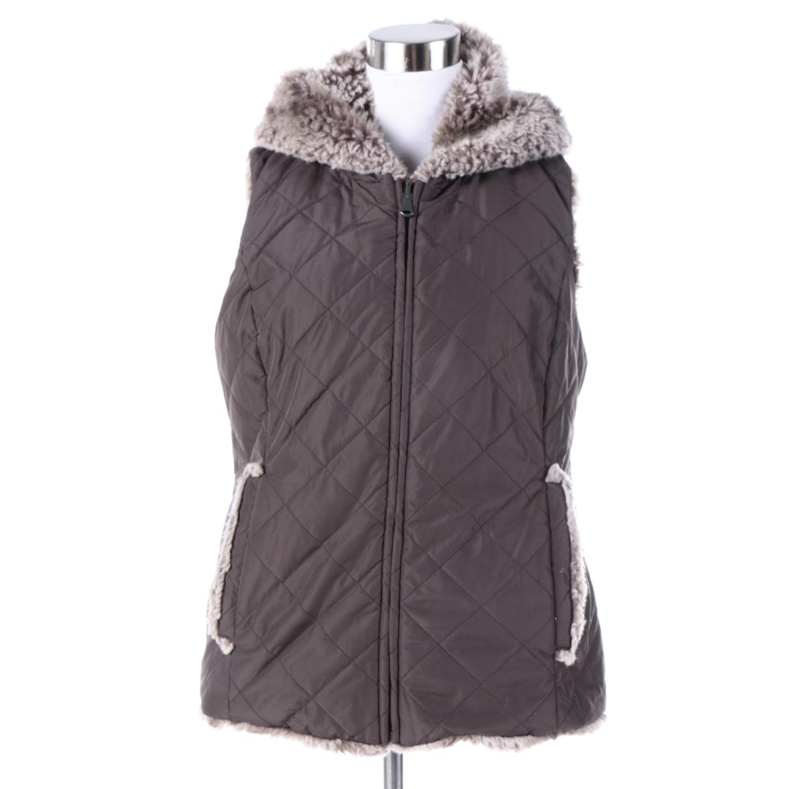 Reversible Faux Fur Vest with Quilted Reverse