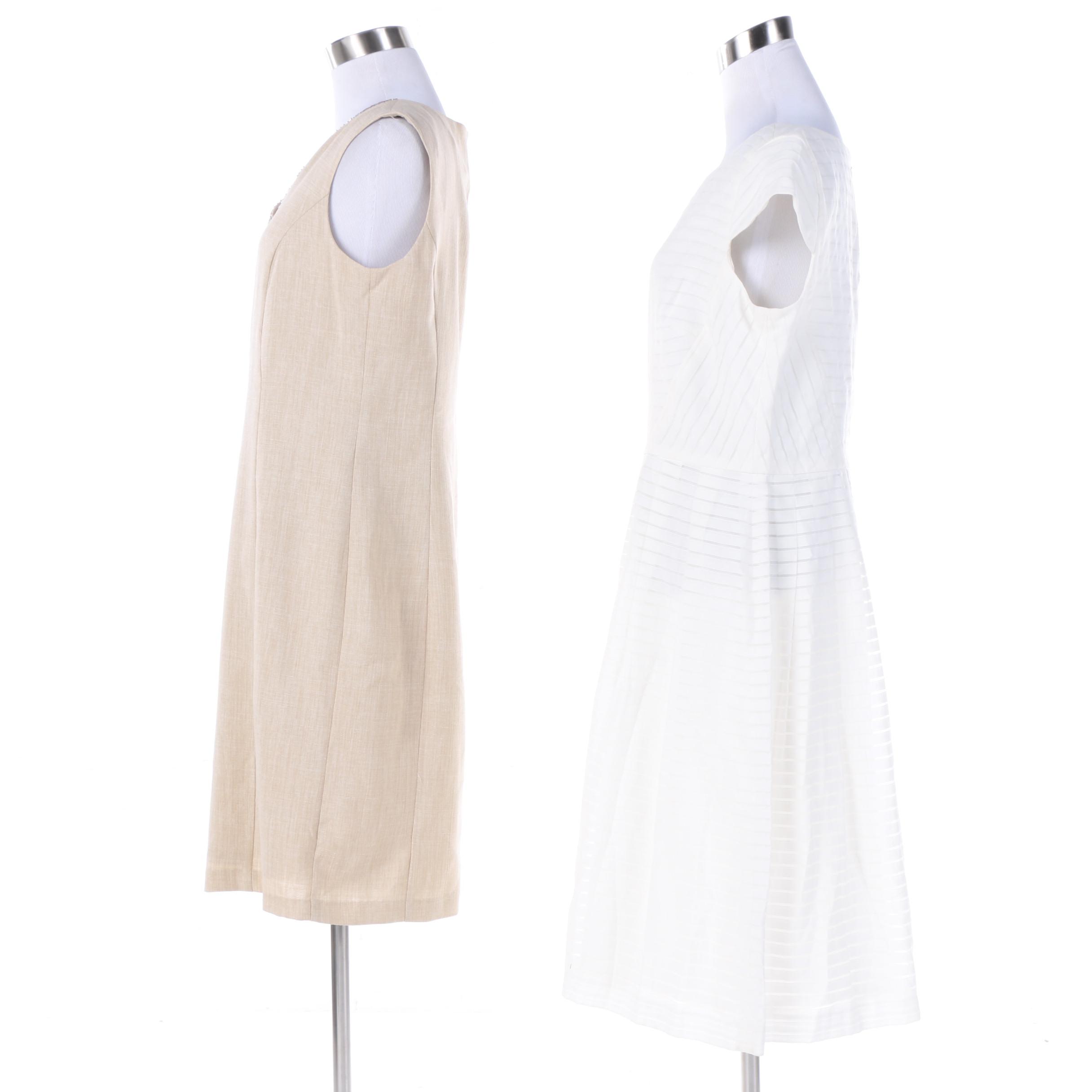Ellen Tracy Beige Sheath Dress and Anne Klein White Fit and Flare Dress