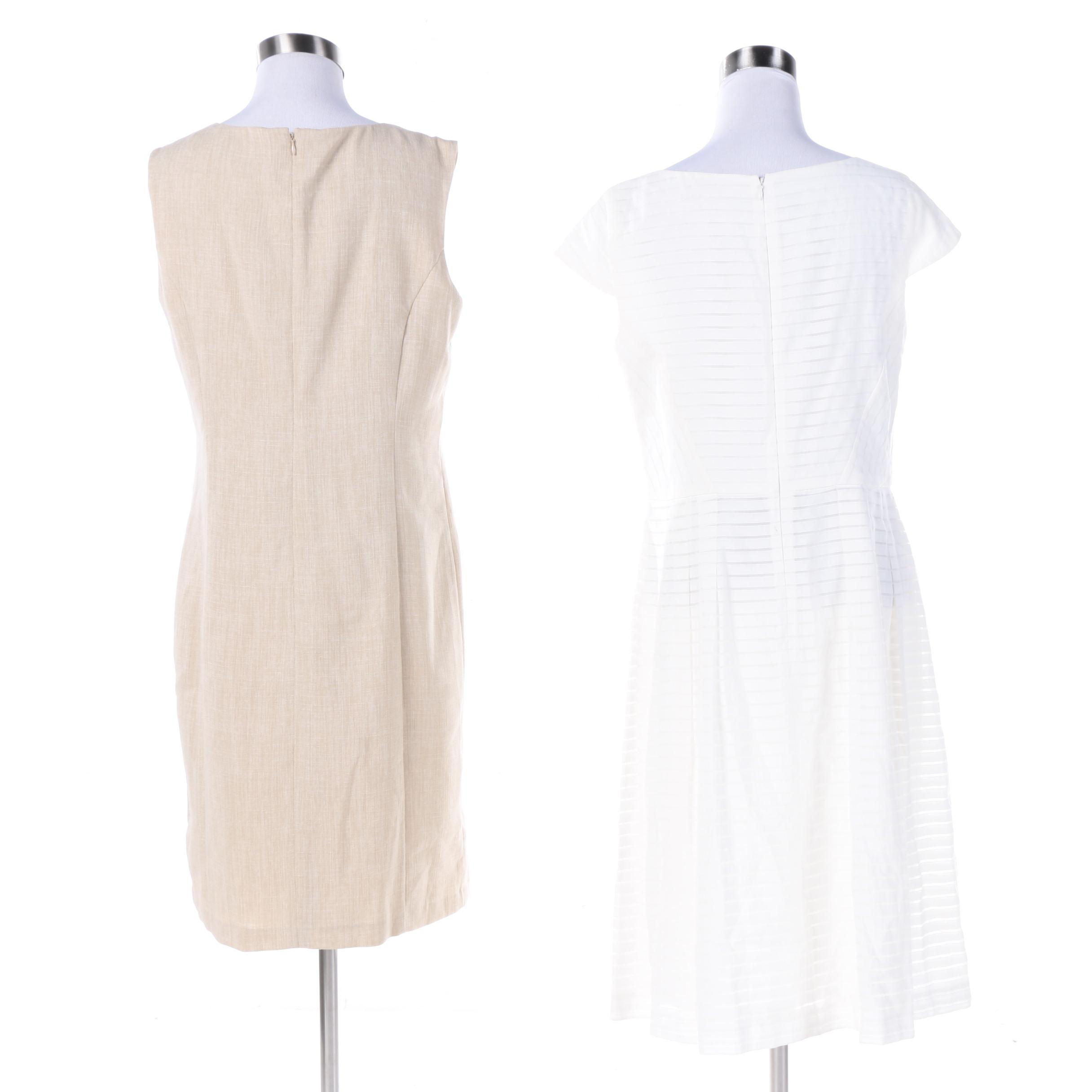 Ellen Tracy Beige Sheath Dress and Anne Klein White Fit and Flare Dress