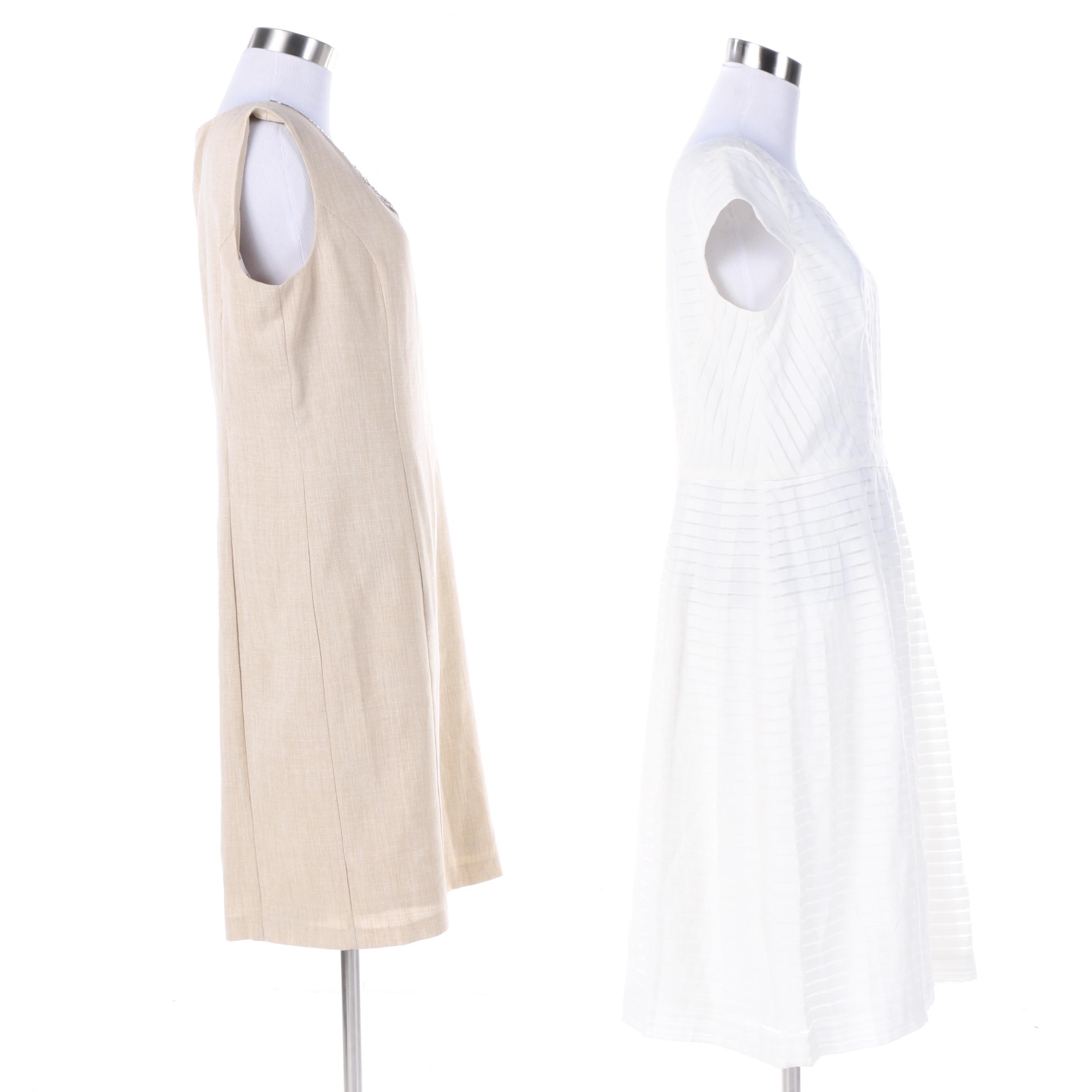 Ellen Tracy Beige Sheath Dress and Anne Klein White Fit and Flare Dress